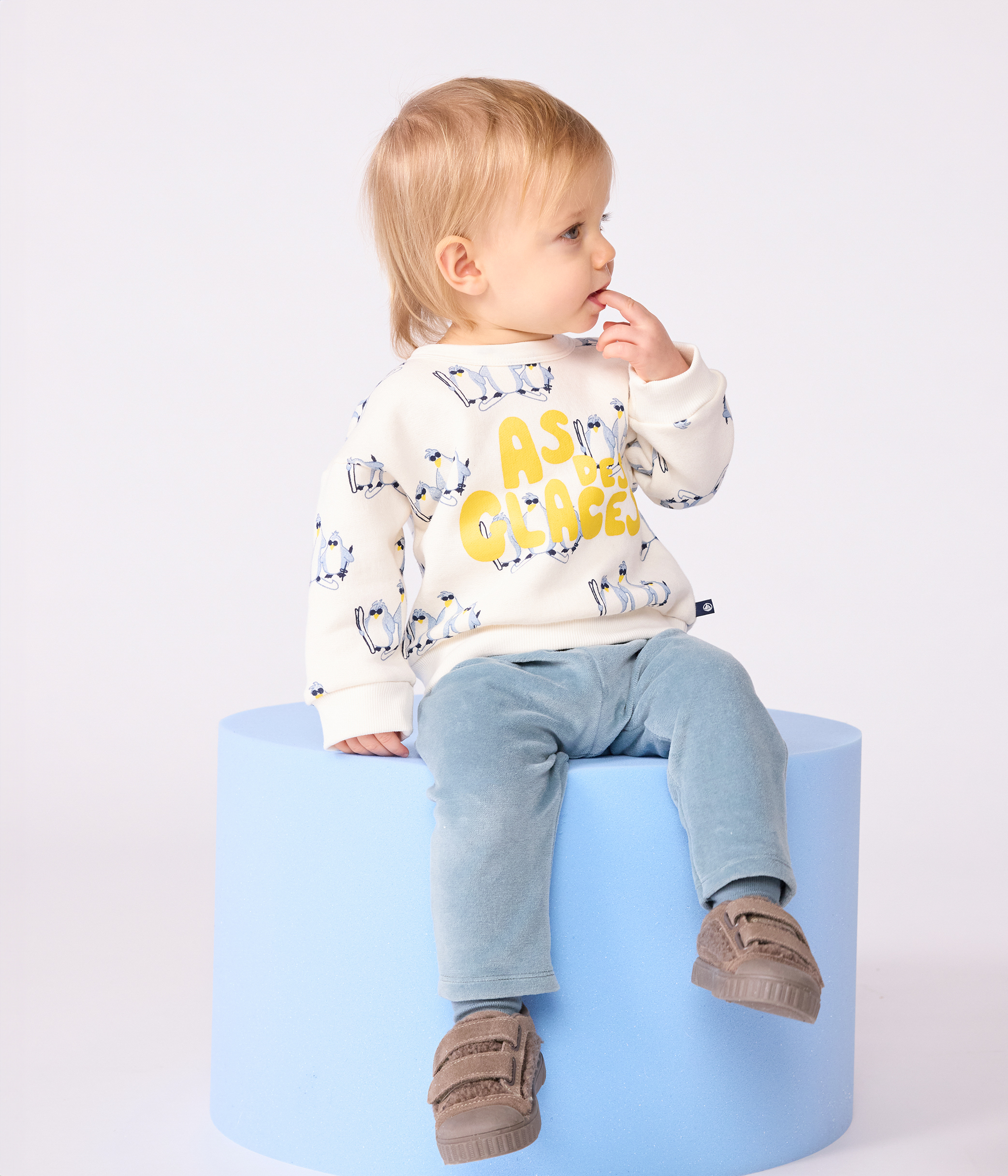 Babies' penguin-print cotton sweatshirt