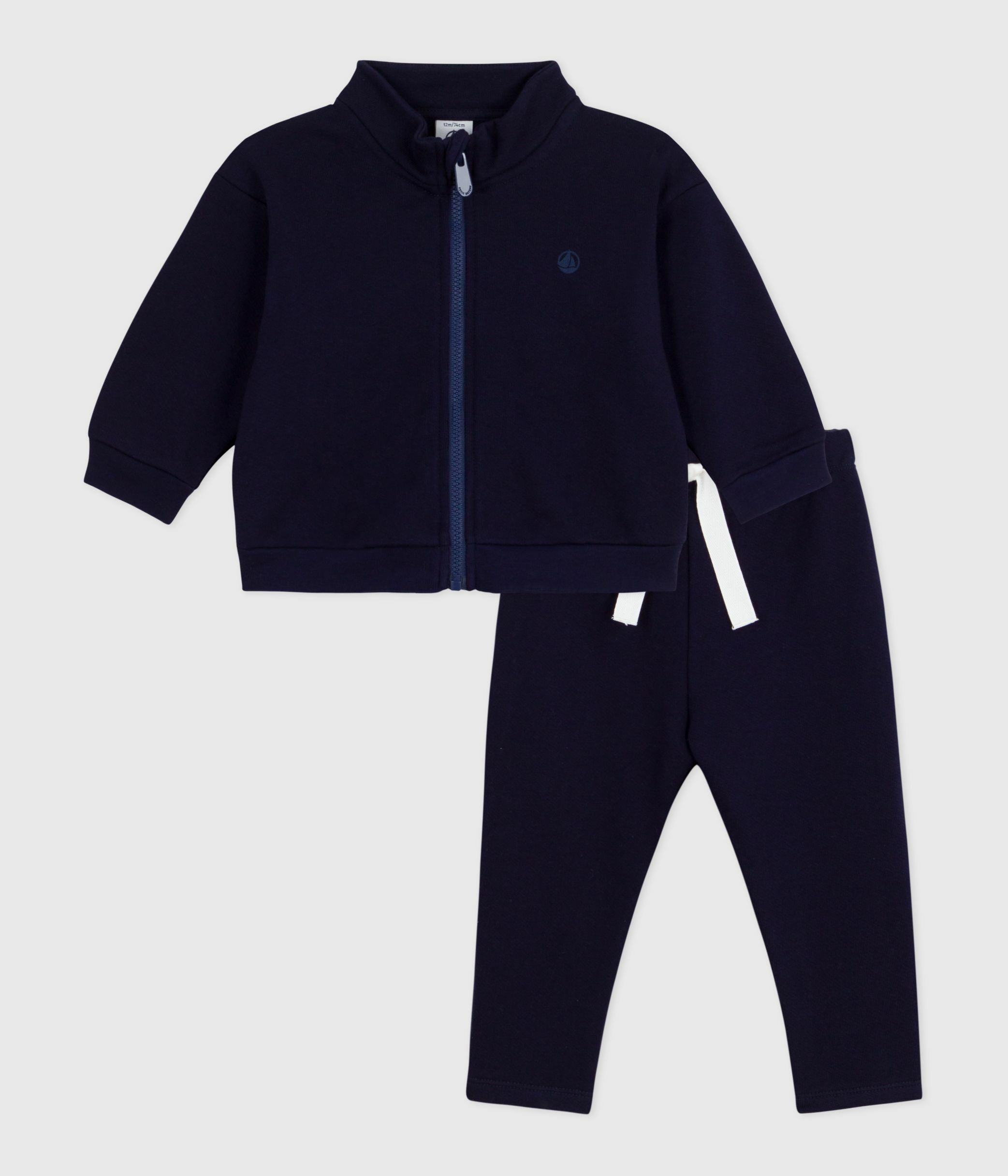 Babies' sweatshirt and trousers set in plain cotton