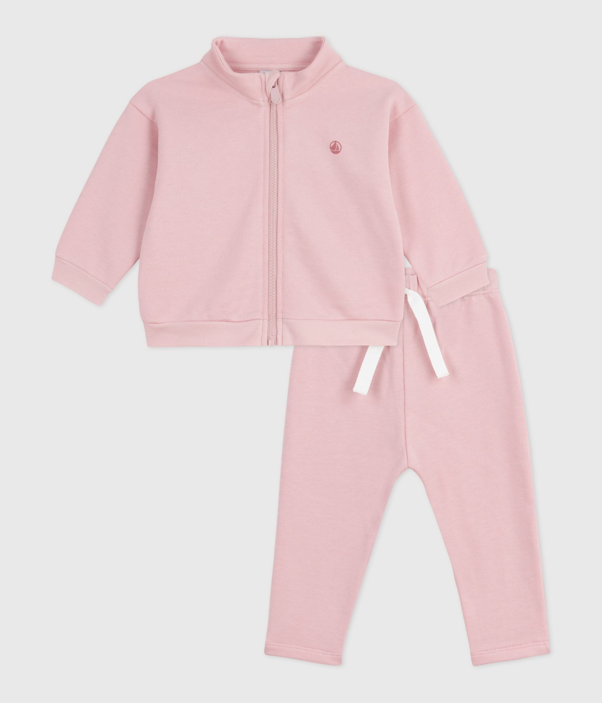 Babies' sweatshirt and trousers set in plain cotton