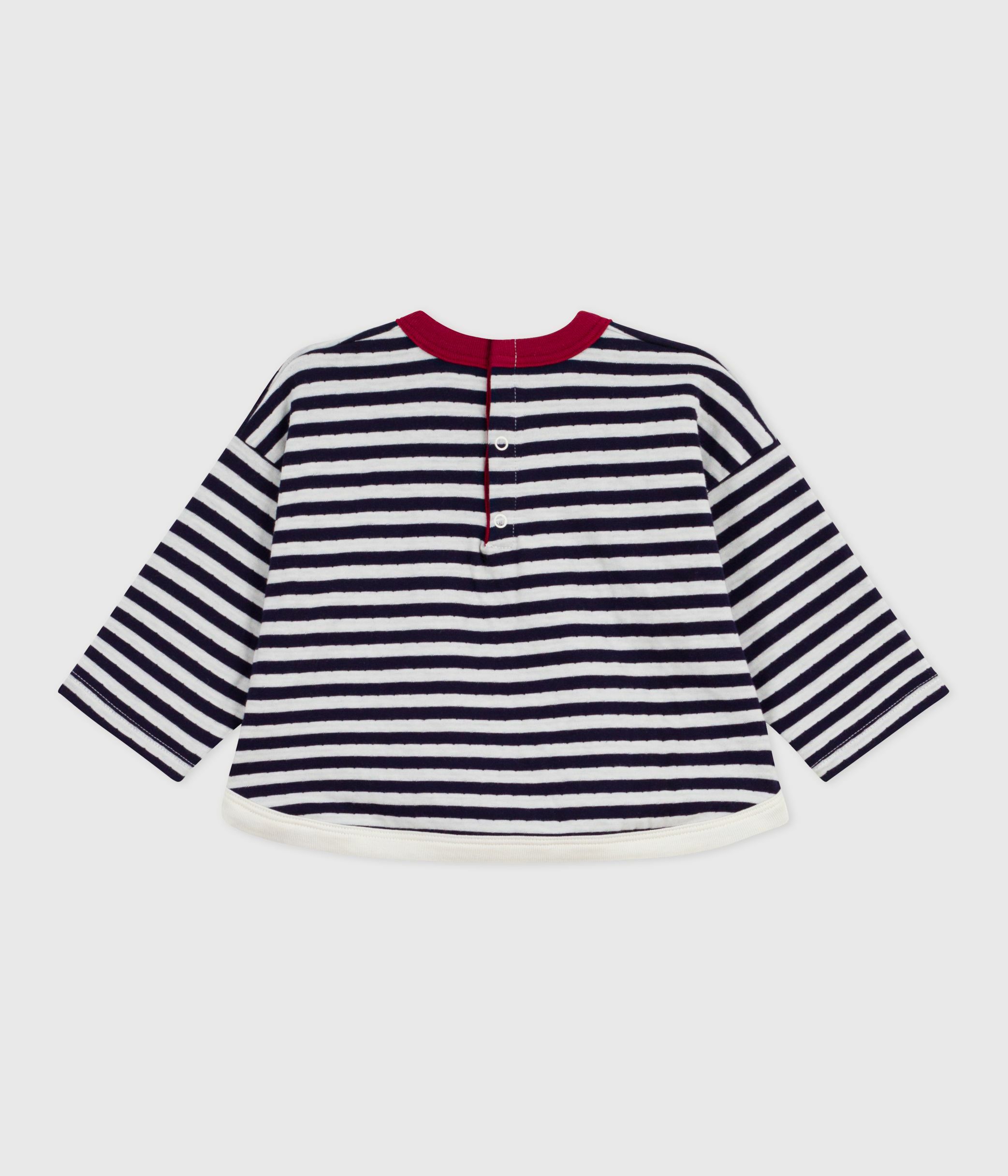 Babies' long-sleeved stripy cotton T-Shirt