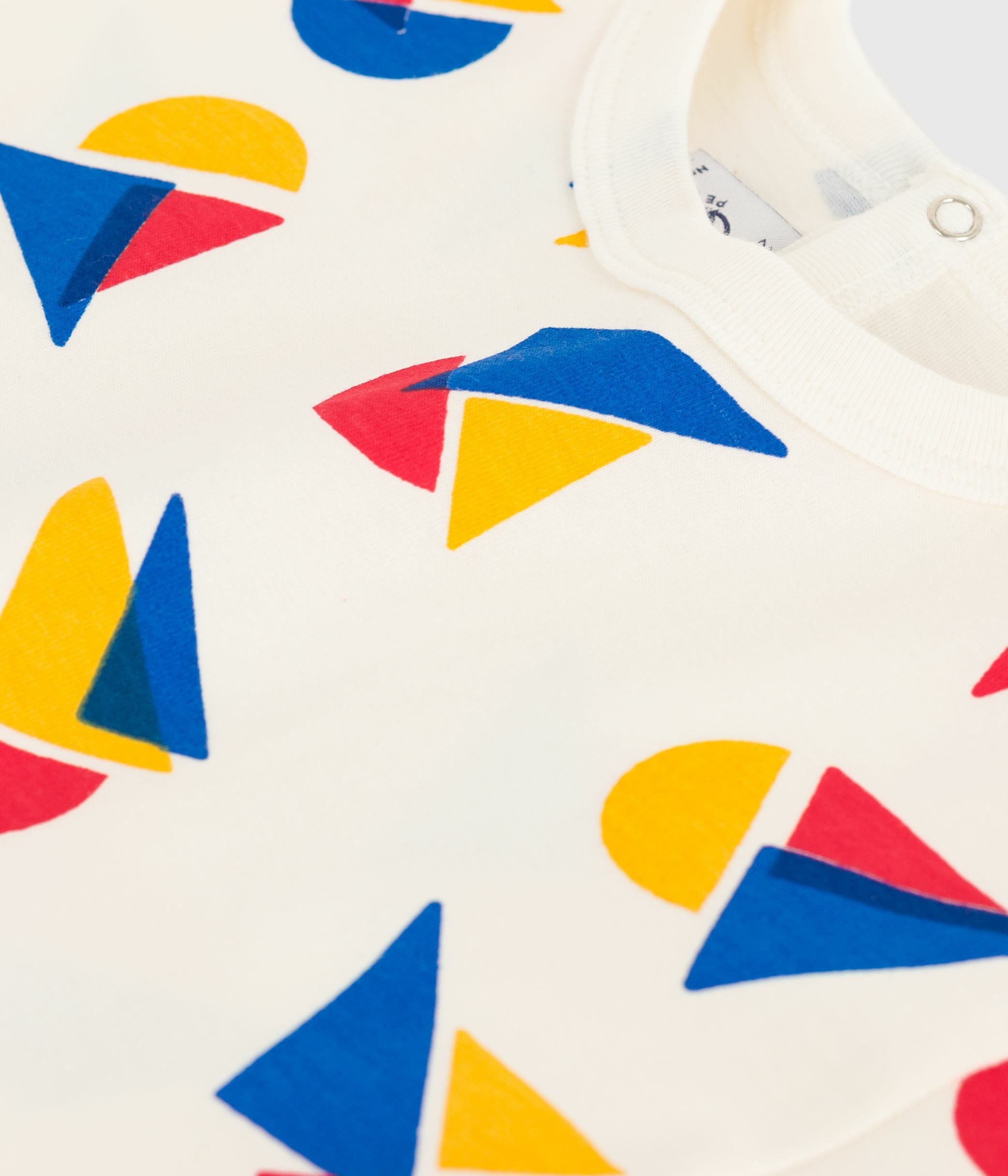 Babies' short-sleeved boat-print cotton T-shirt