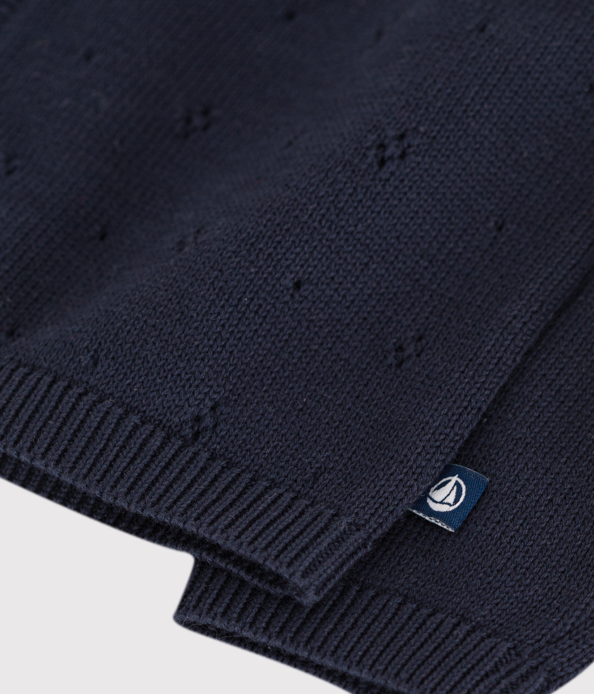 Babies' plain knitted cotton cardigan