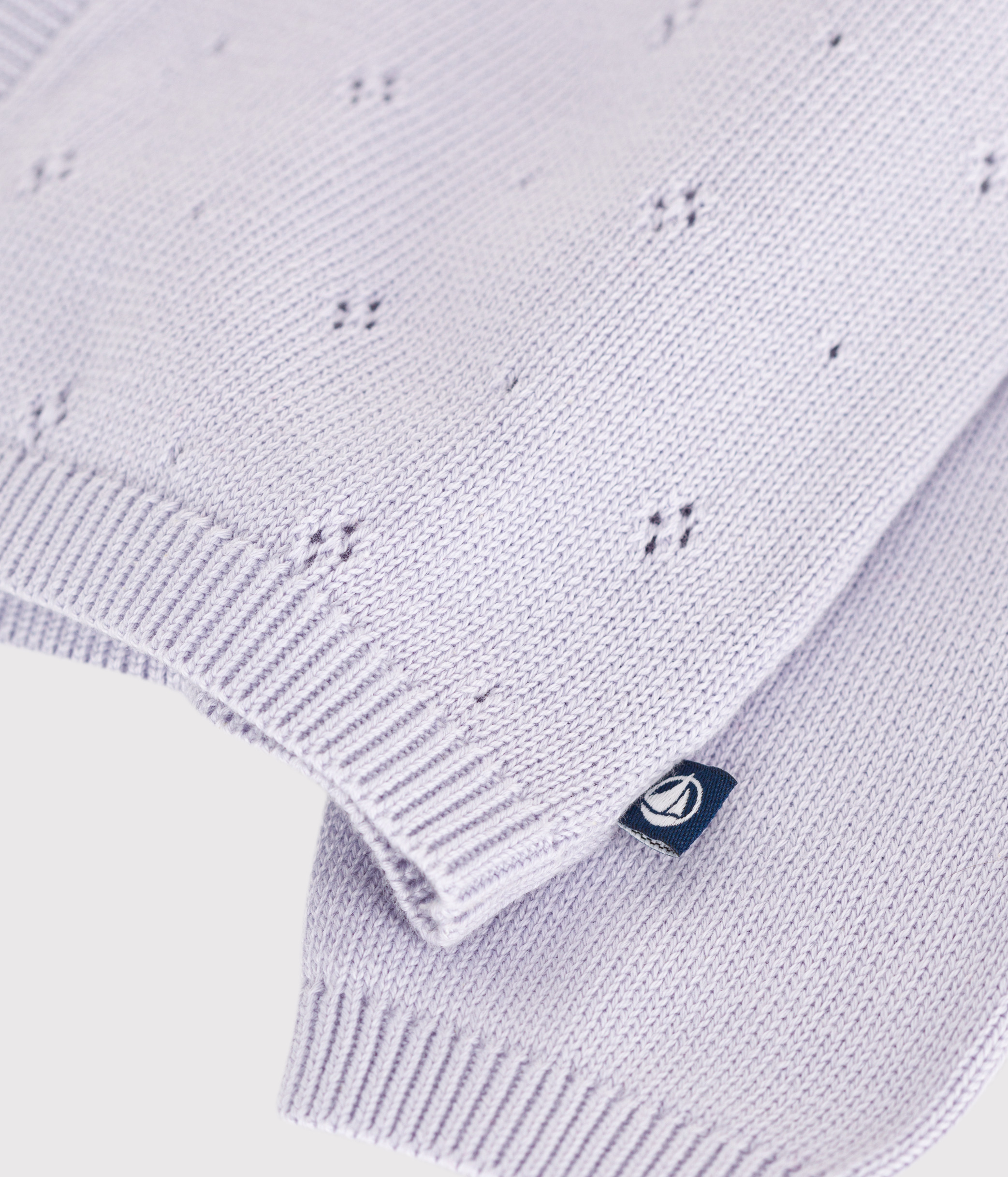 Babies' plain knitted cotton cardigan