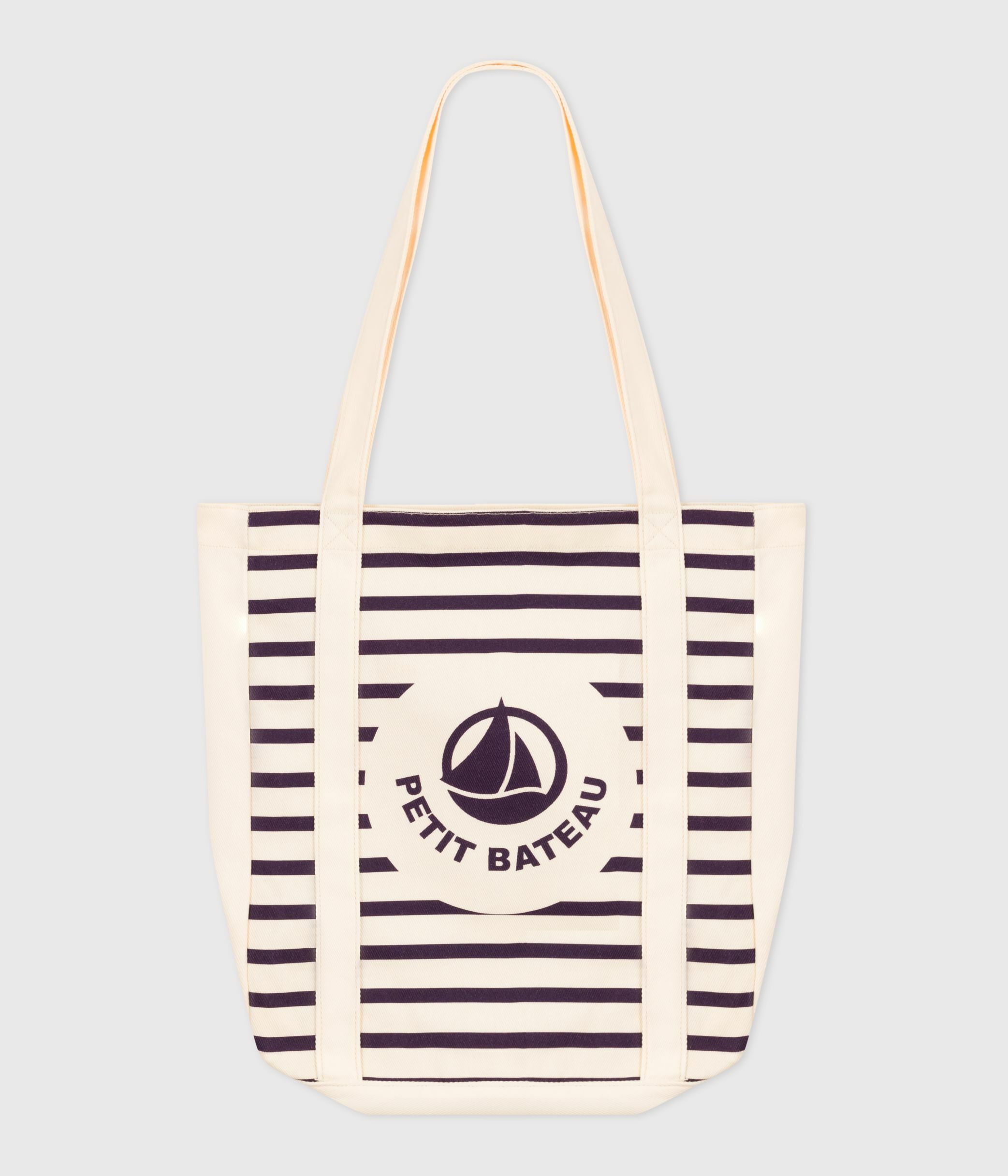 Women's striped canvas tote bag