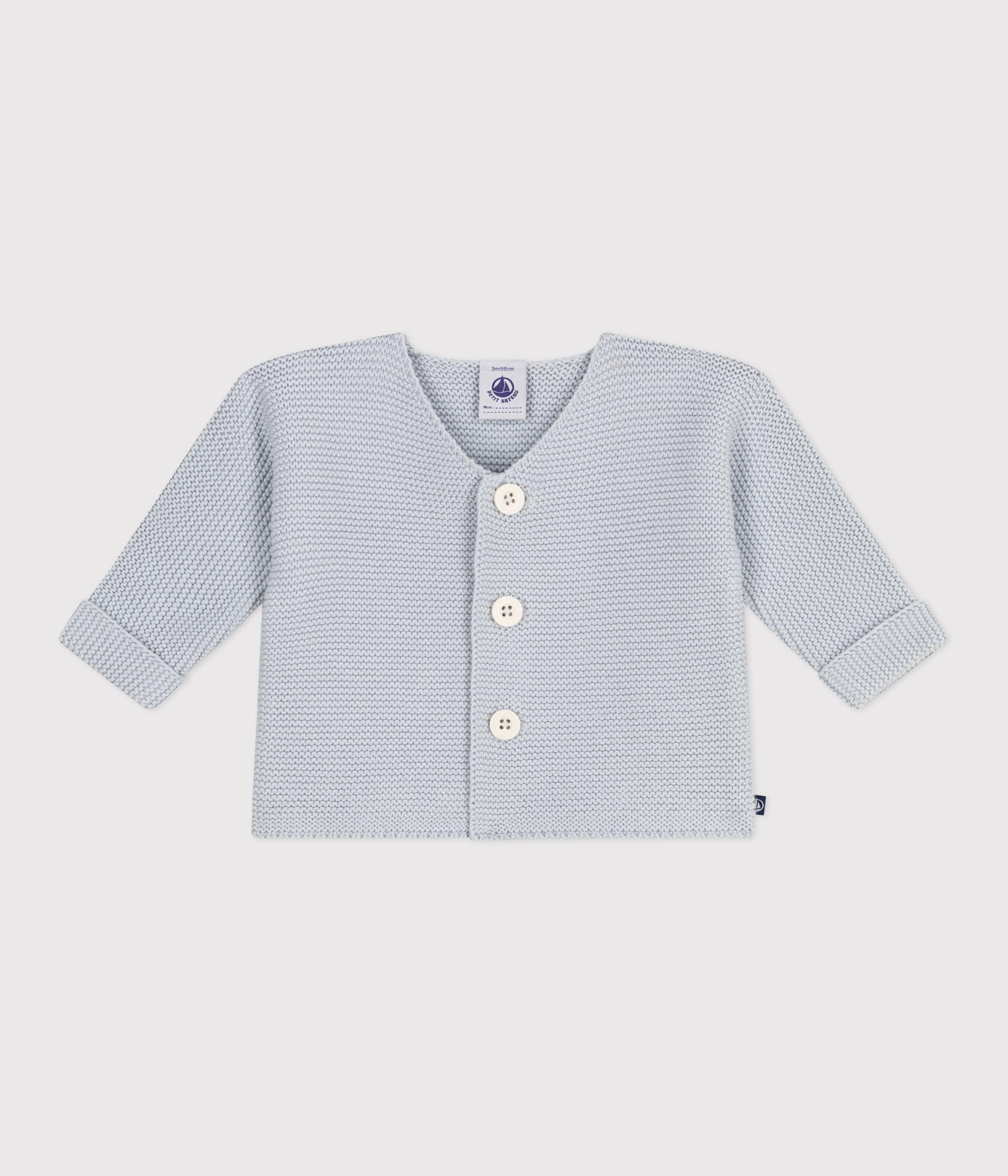 Babies' moss stitch cotton cardigan