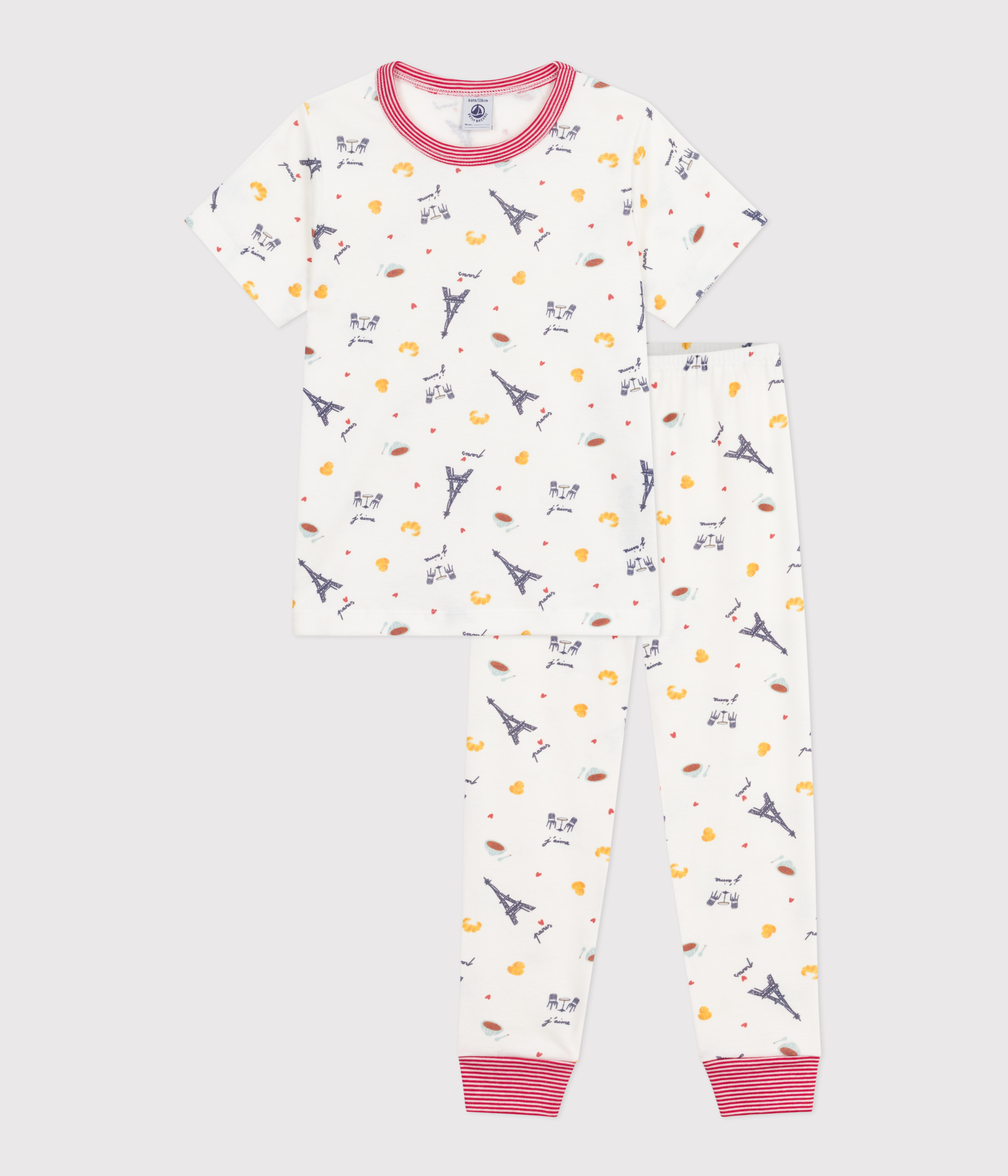 Children's printed cotton pyjamas with short sleeves and long legs