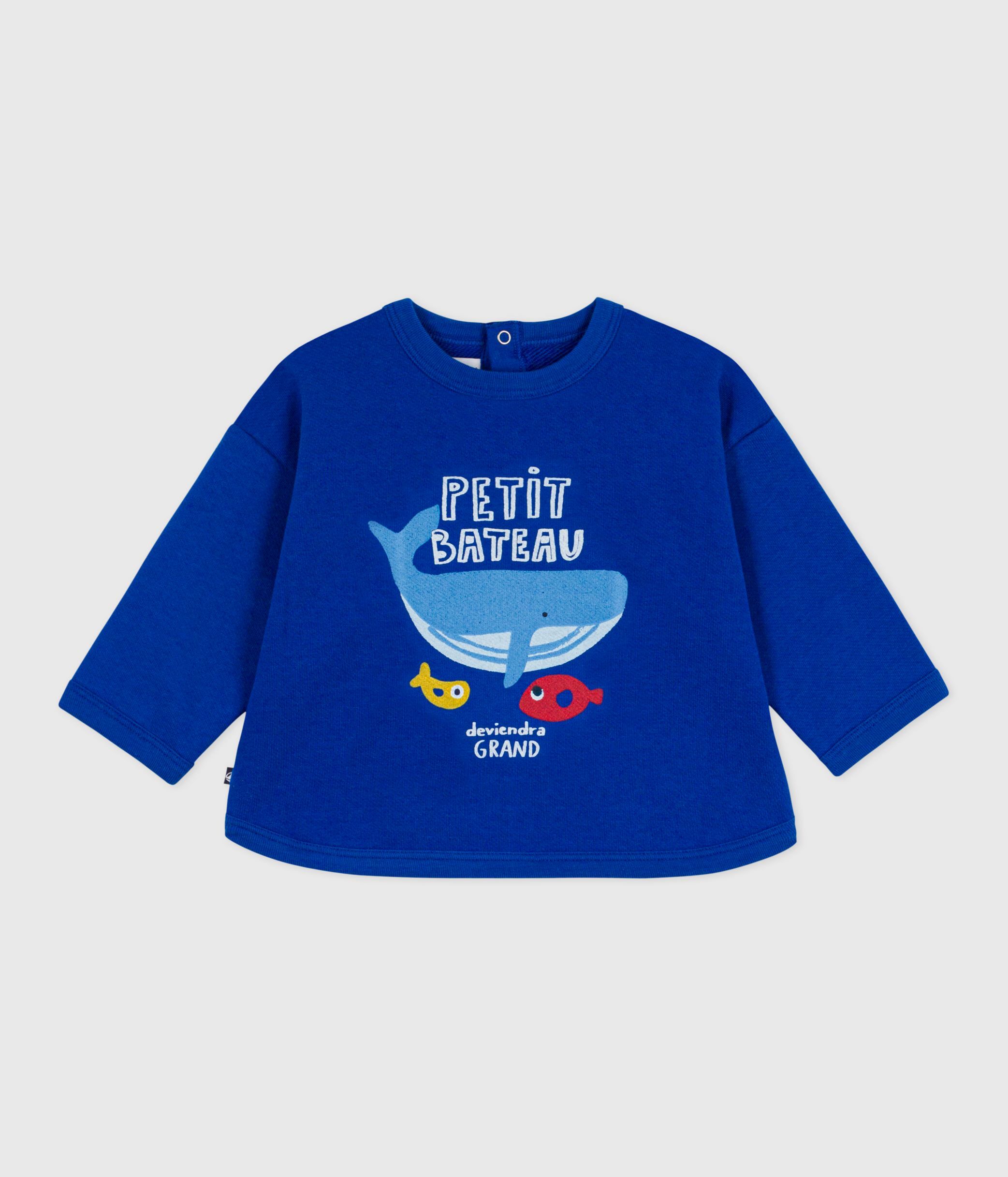Babies' whale pattern cotton sweatshirt