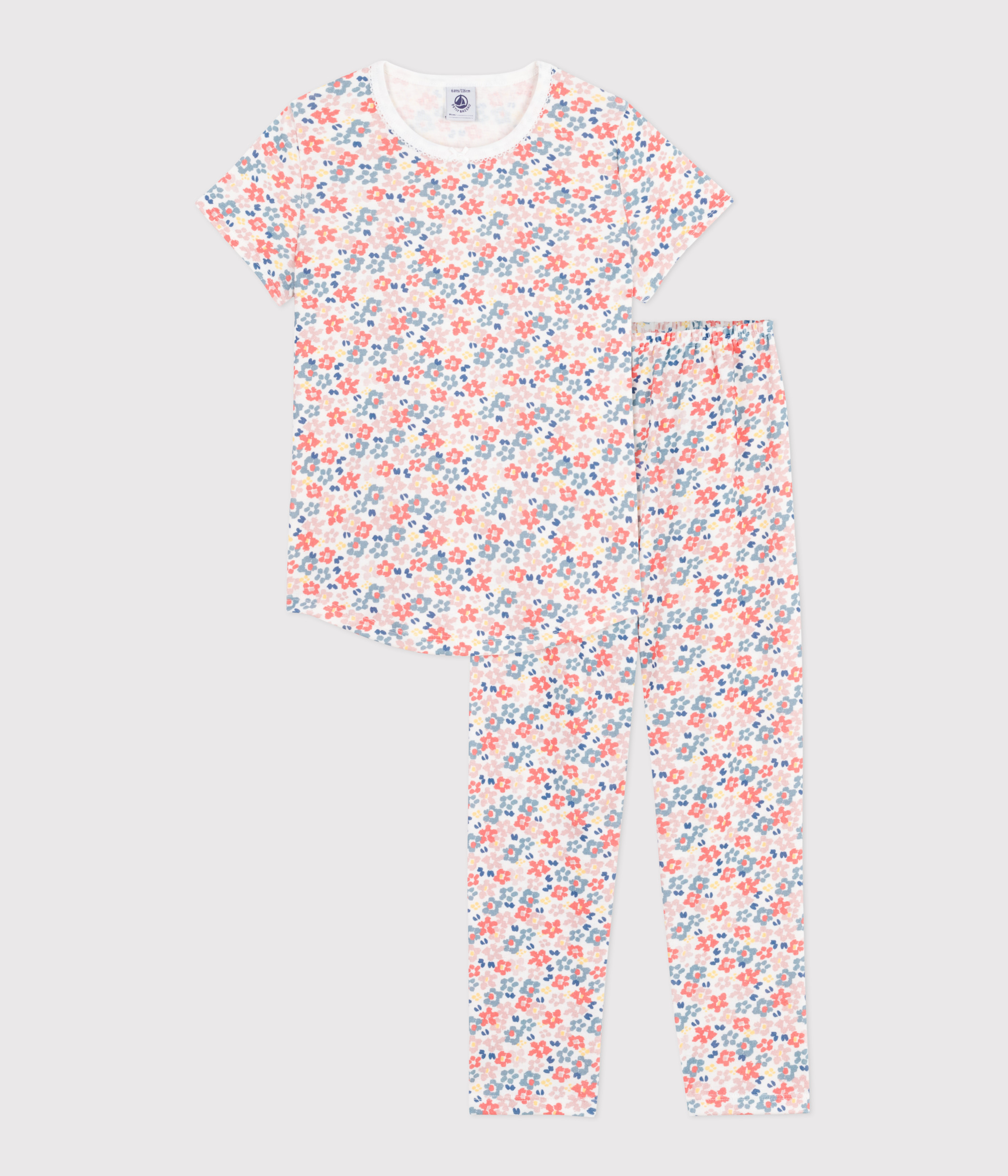 Children's printed cotton pyjamas with short sleeves and long legs