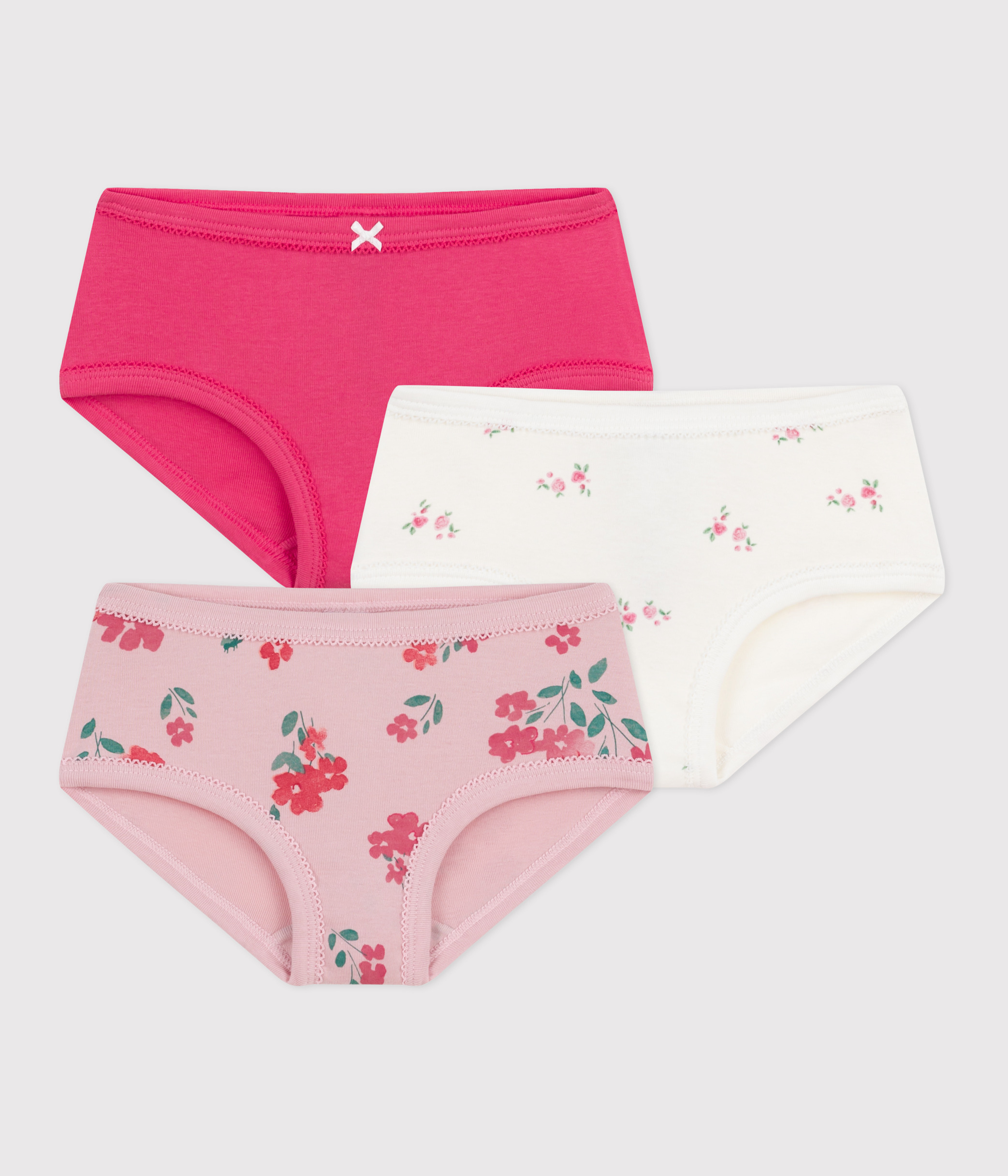 Pack of children's high-waisted floral-print cotton pants
