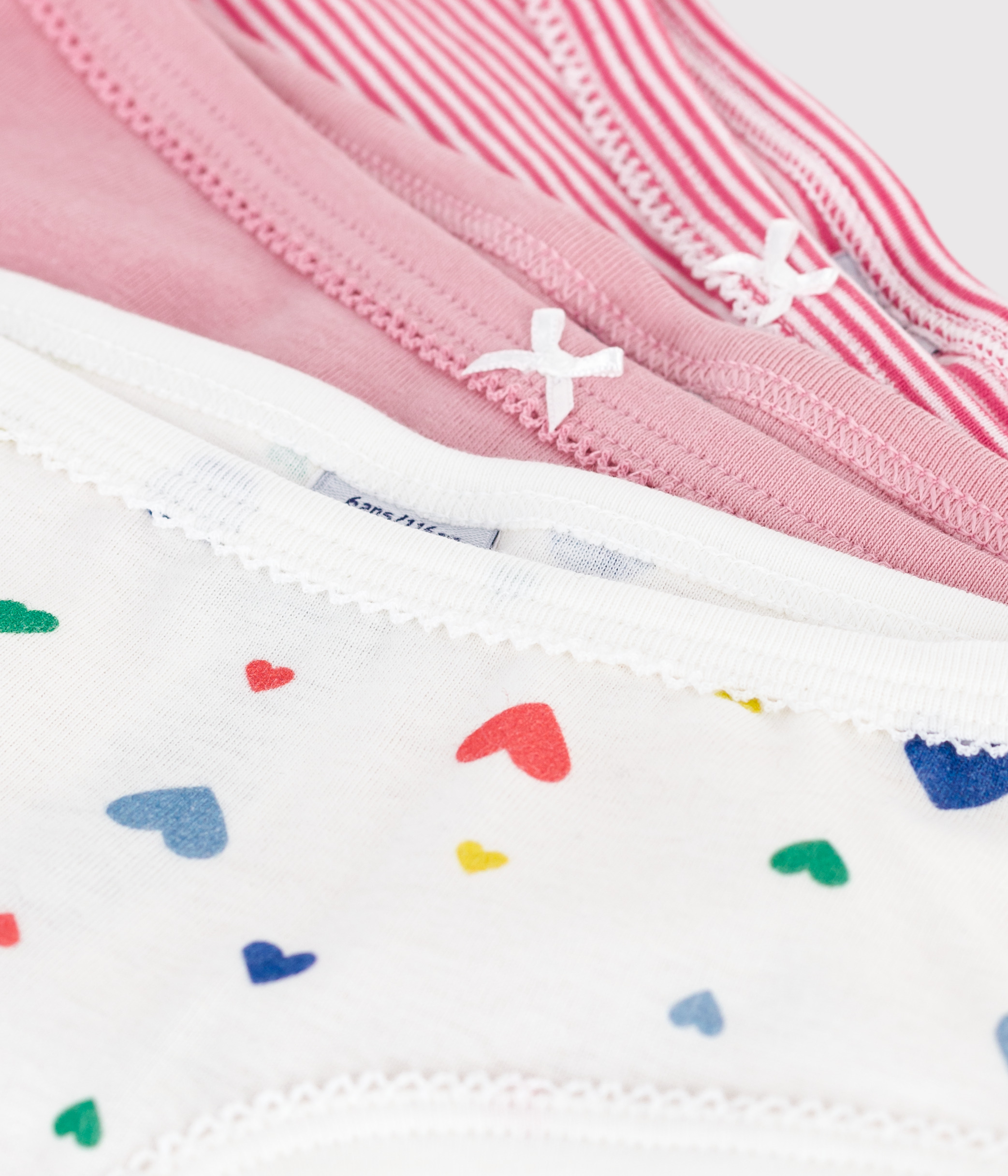 Pack of children's high-waisted heart-print cotton pants