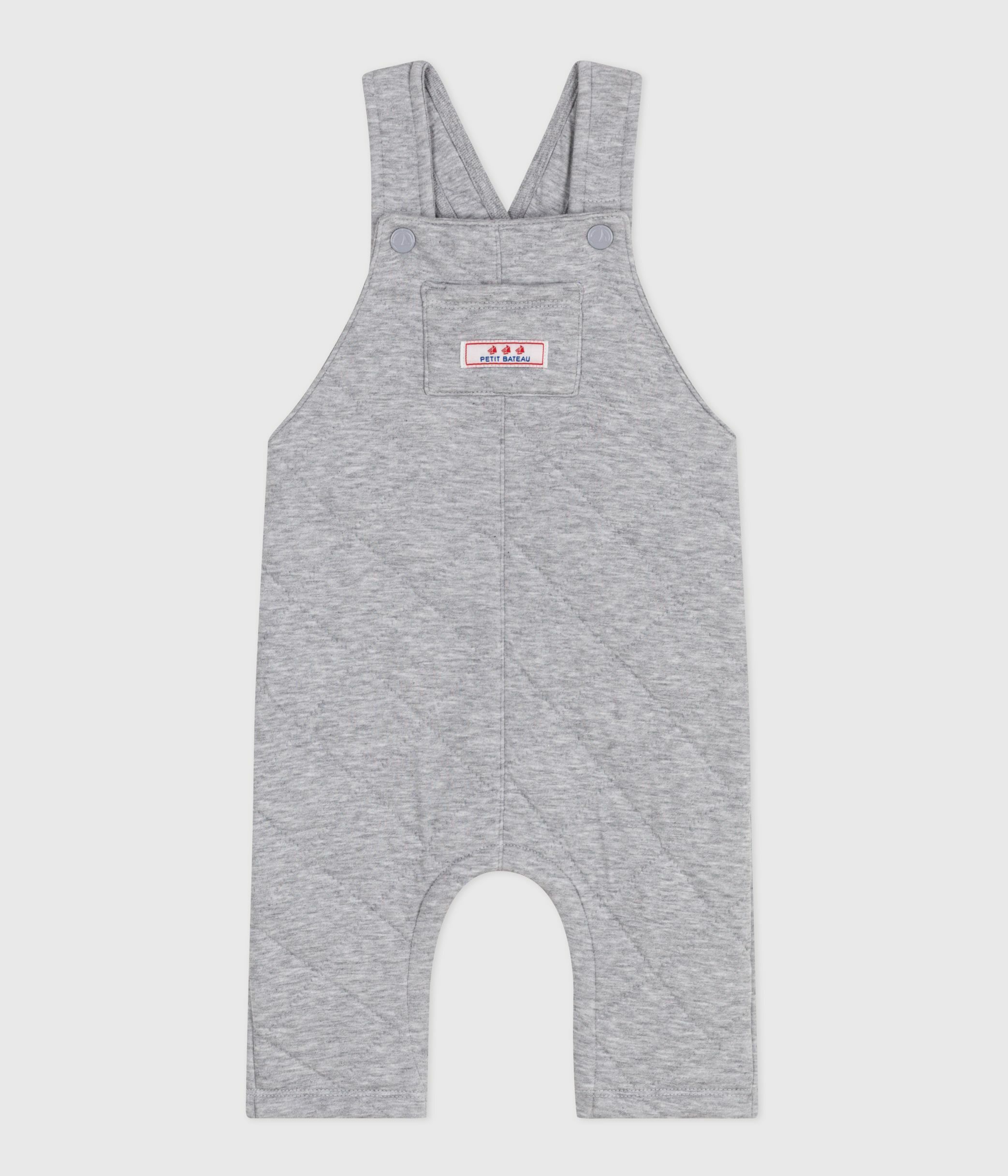 Babies' long dungarees in plain thick cotton