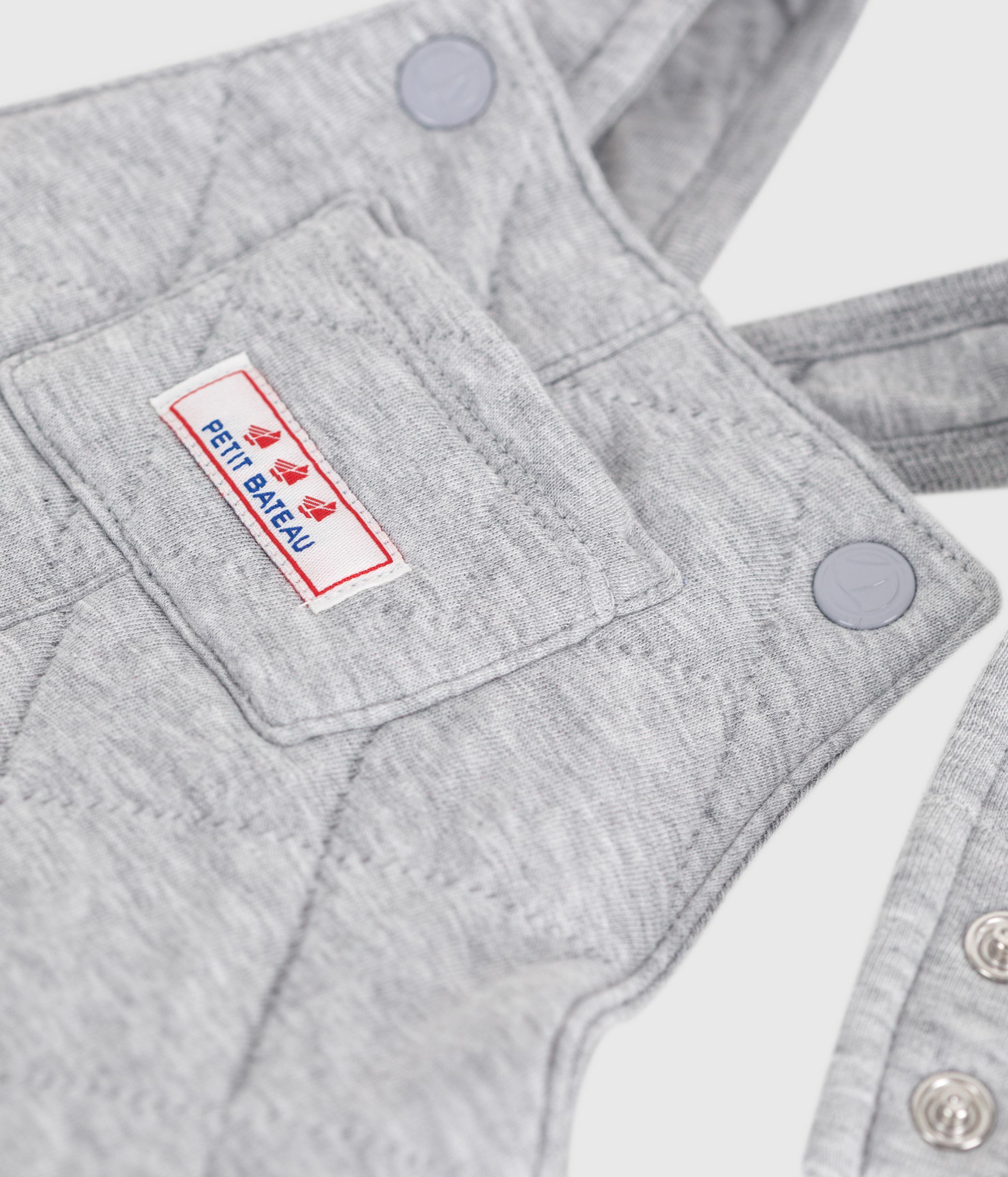 Babies' long dungarees in plain thick cotton