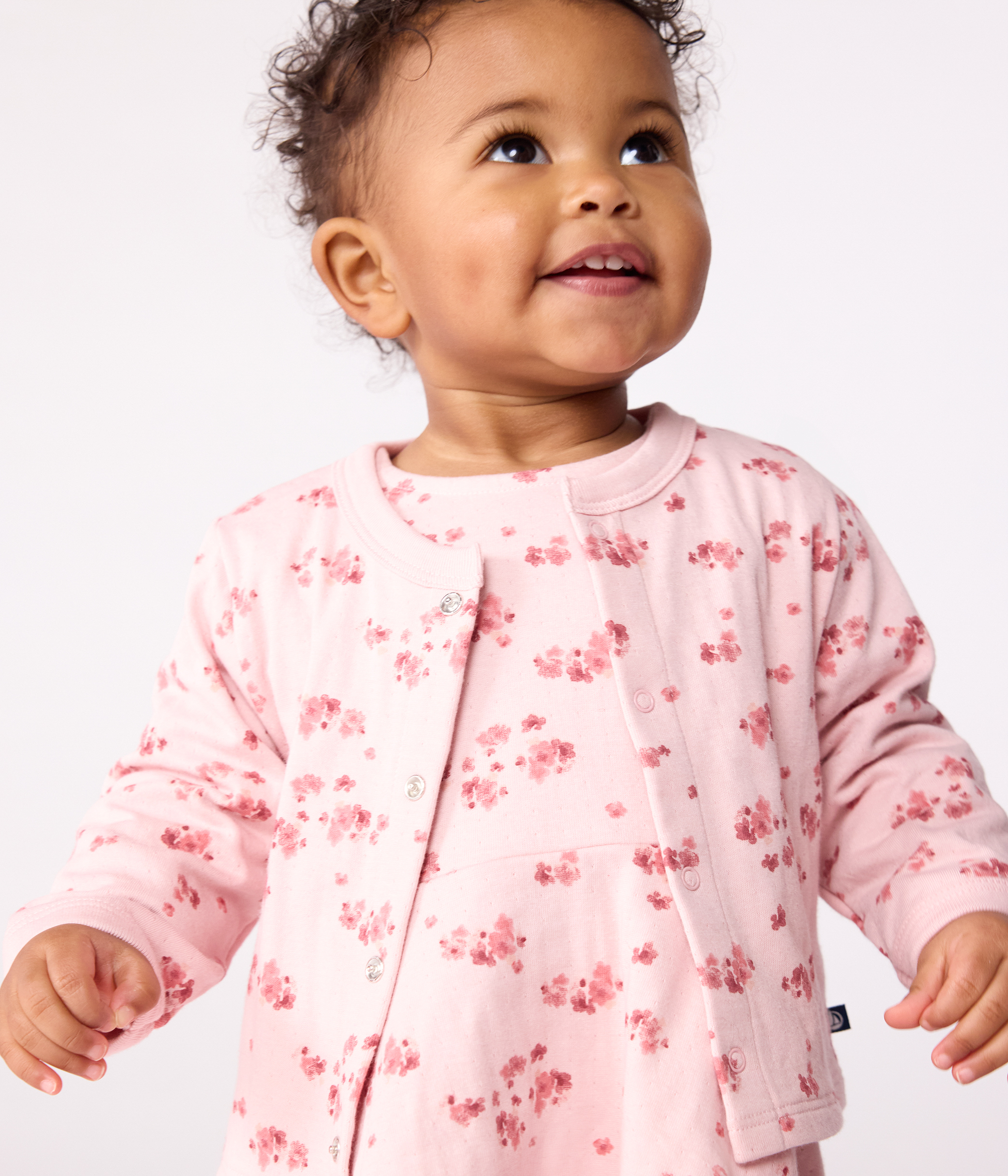 Babies' floral-print cotton cardigan