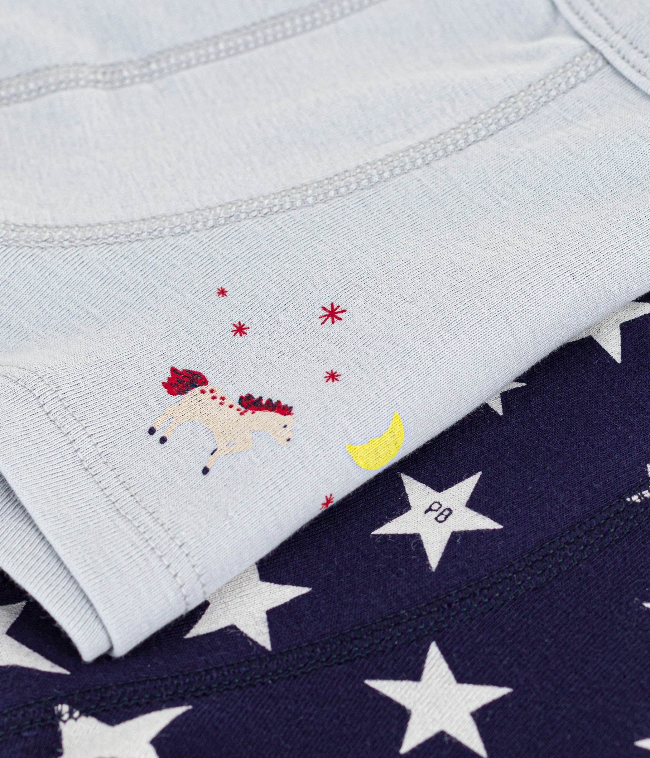 Pack of children's star print cotton boxers with covered waistbands