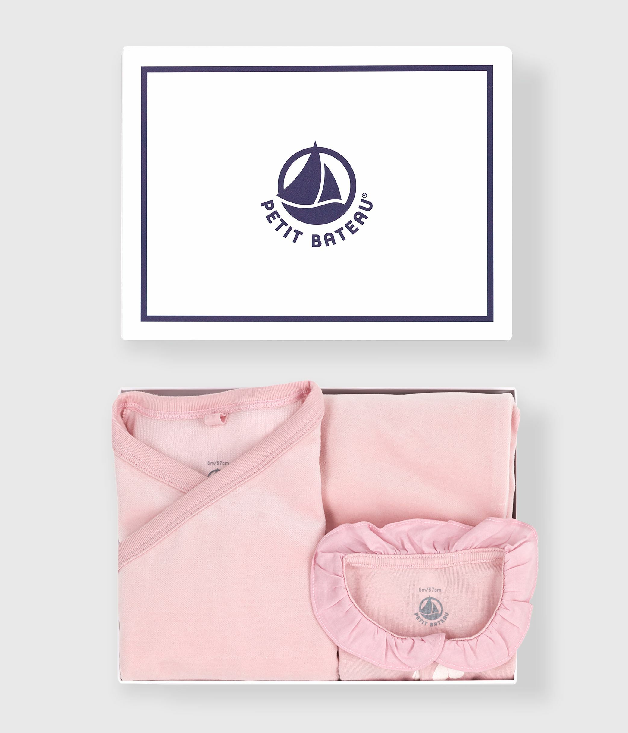 Babies' 2-piece velour gift set, the body printed with hearts