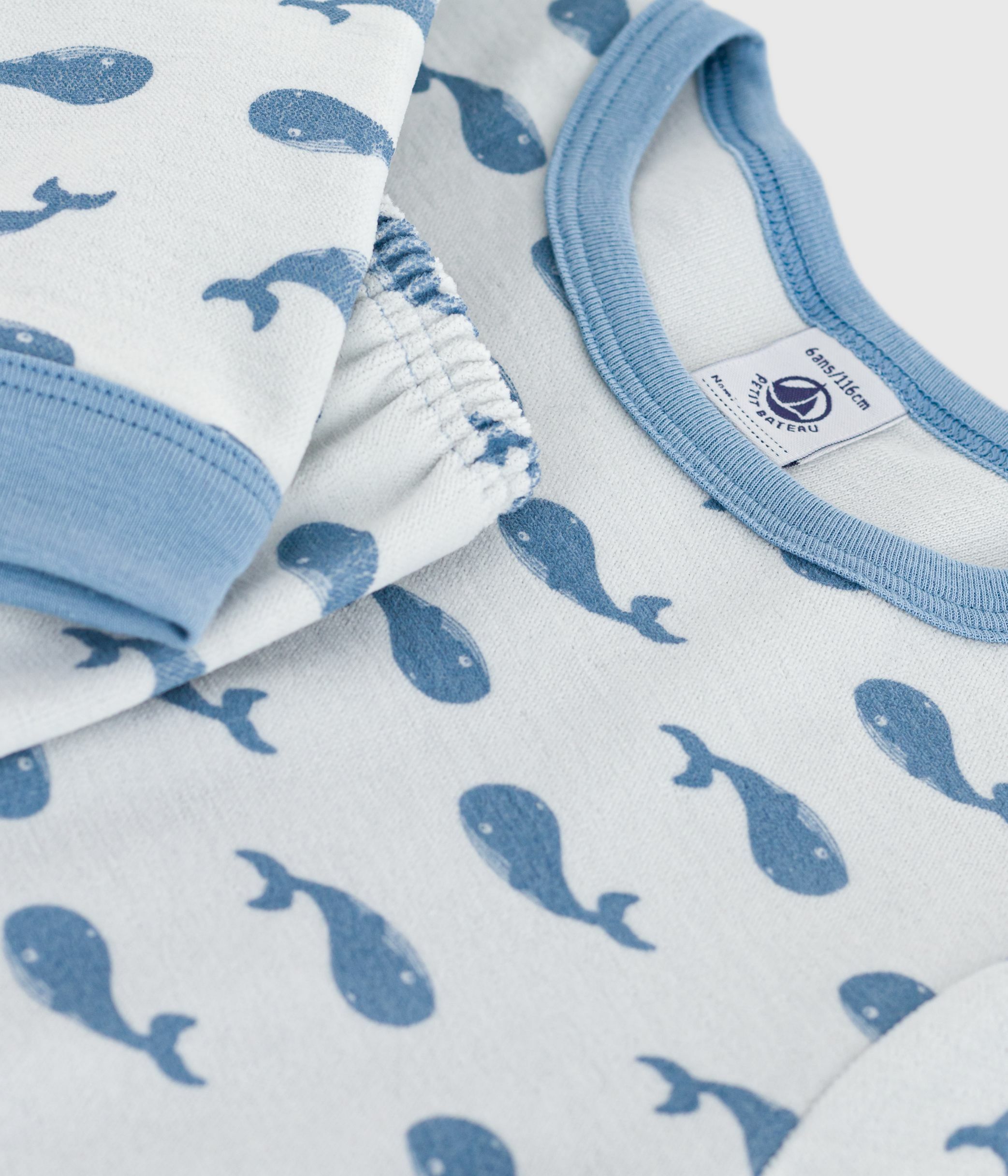 Children's whale-print velour pyjamas