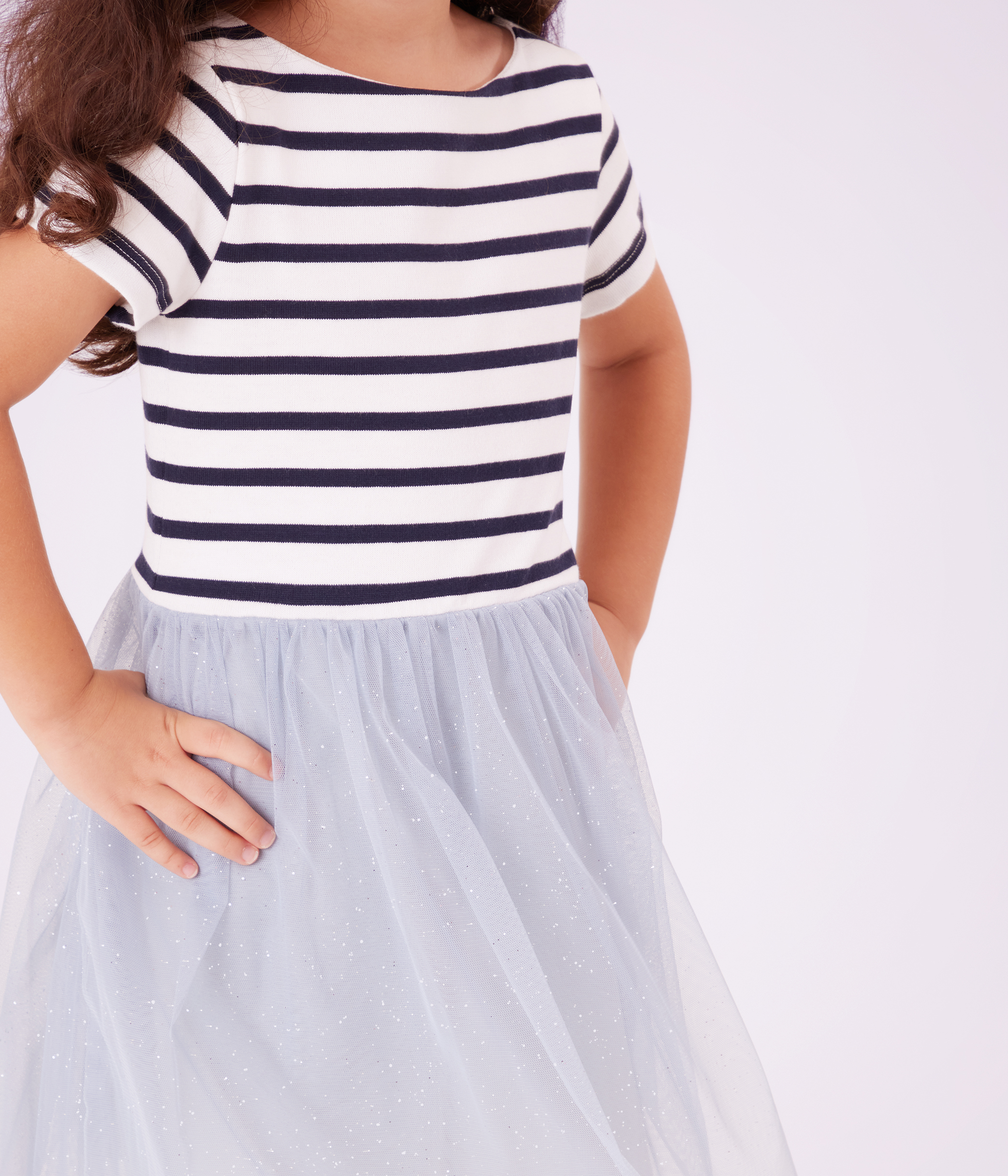 Children's short-sleeved stripy cotton dress
