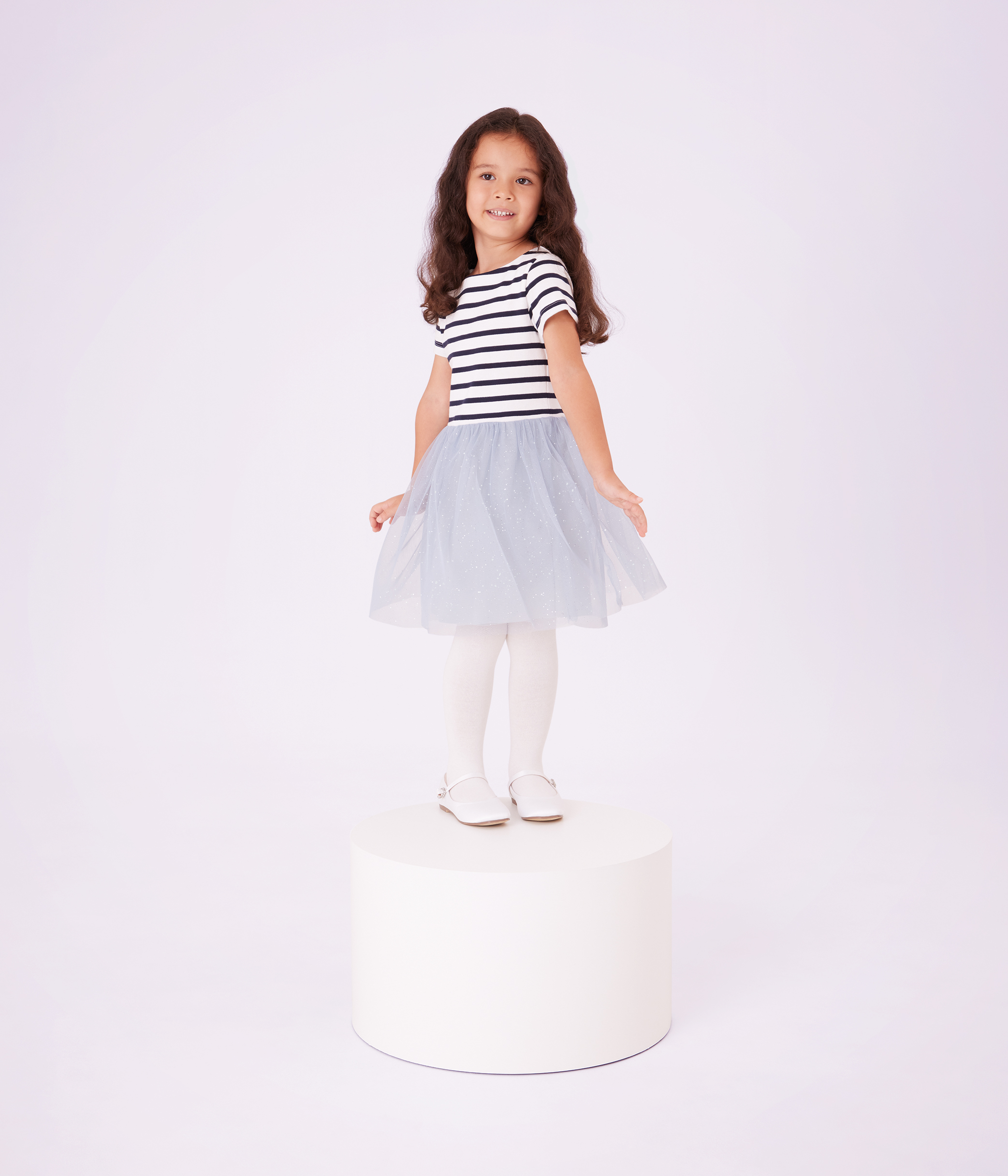 Children's short-sleeved stripy cotton dress