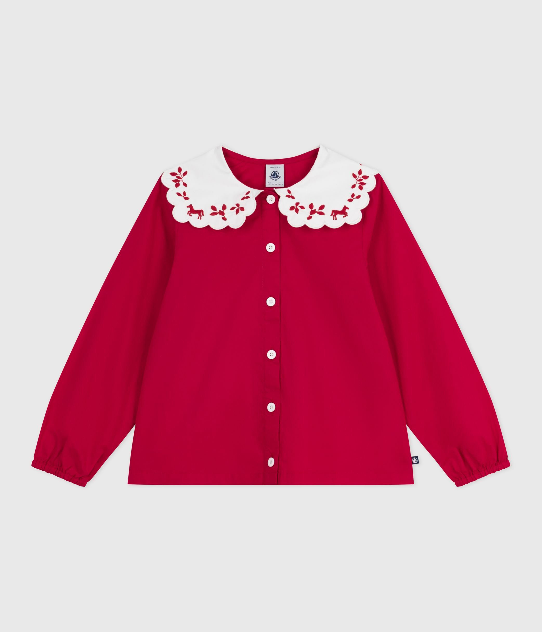 Children's long-sleeved printed cotton poplin blouse.