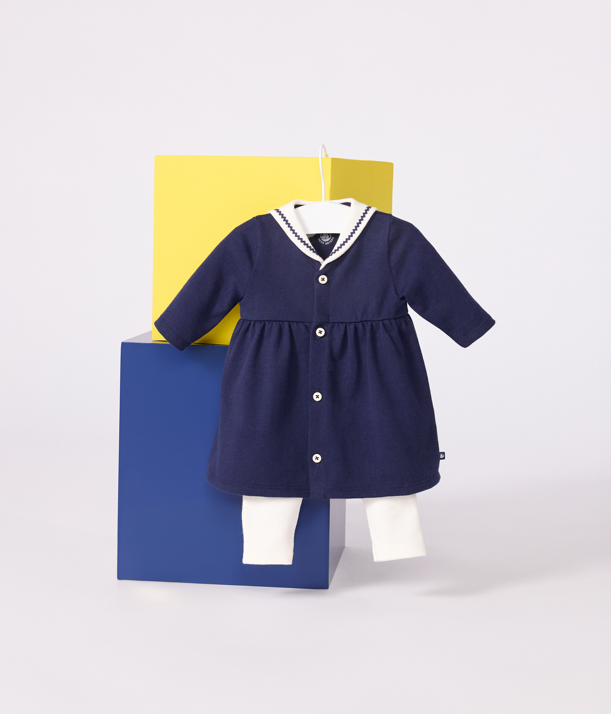 Babies' dress in a sailor style with a sailor collar and cotton leggings