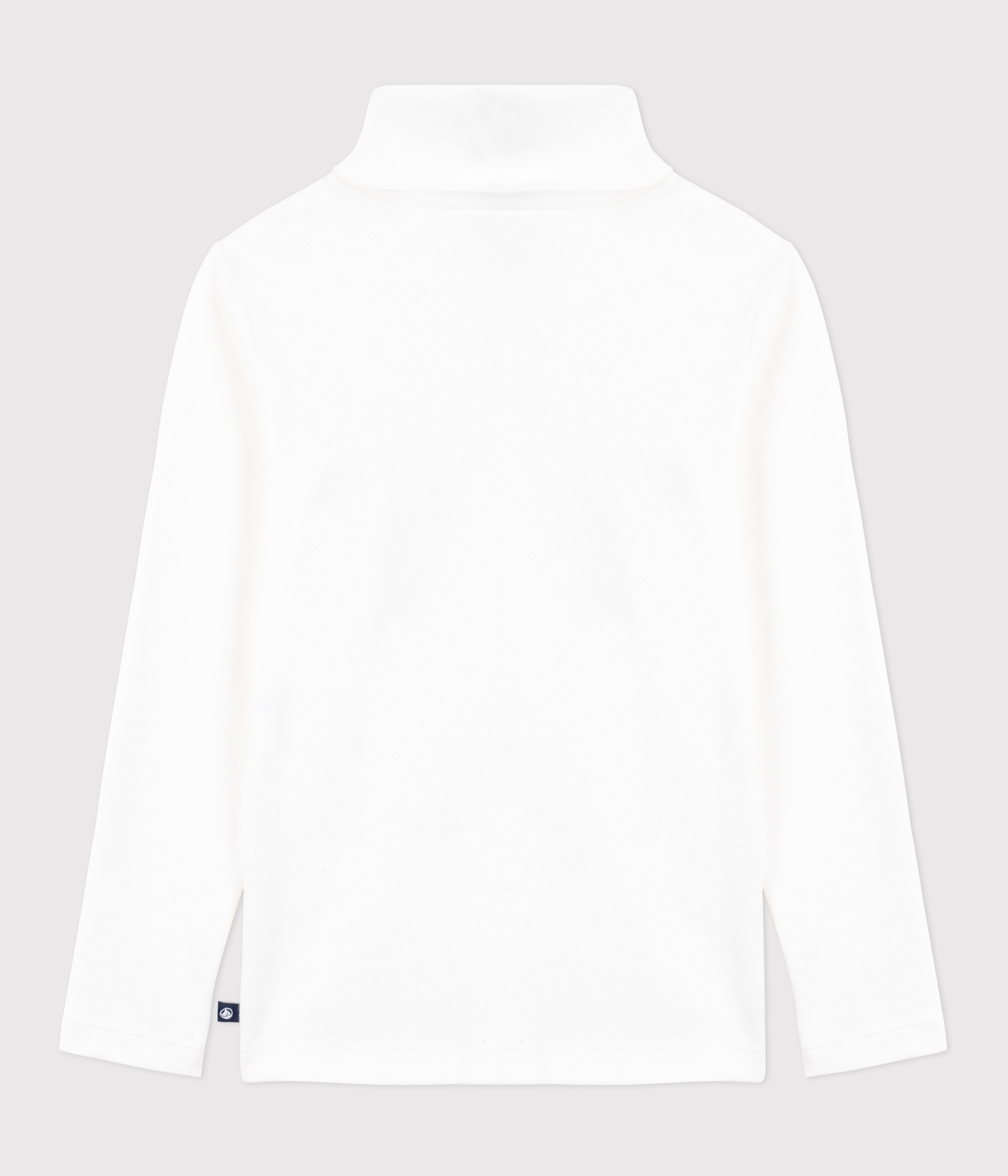 Girls' printed openwork cotton rollneck top