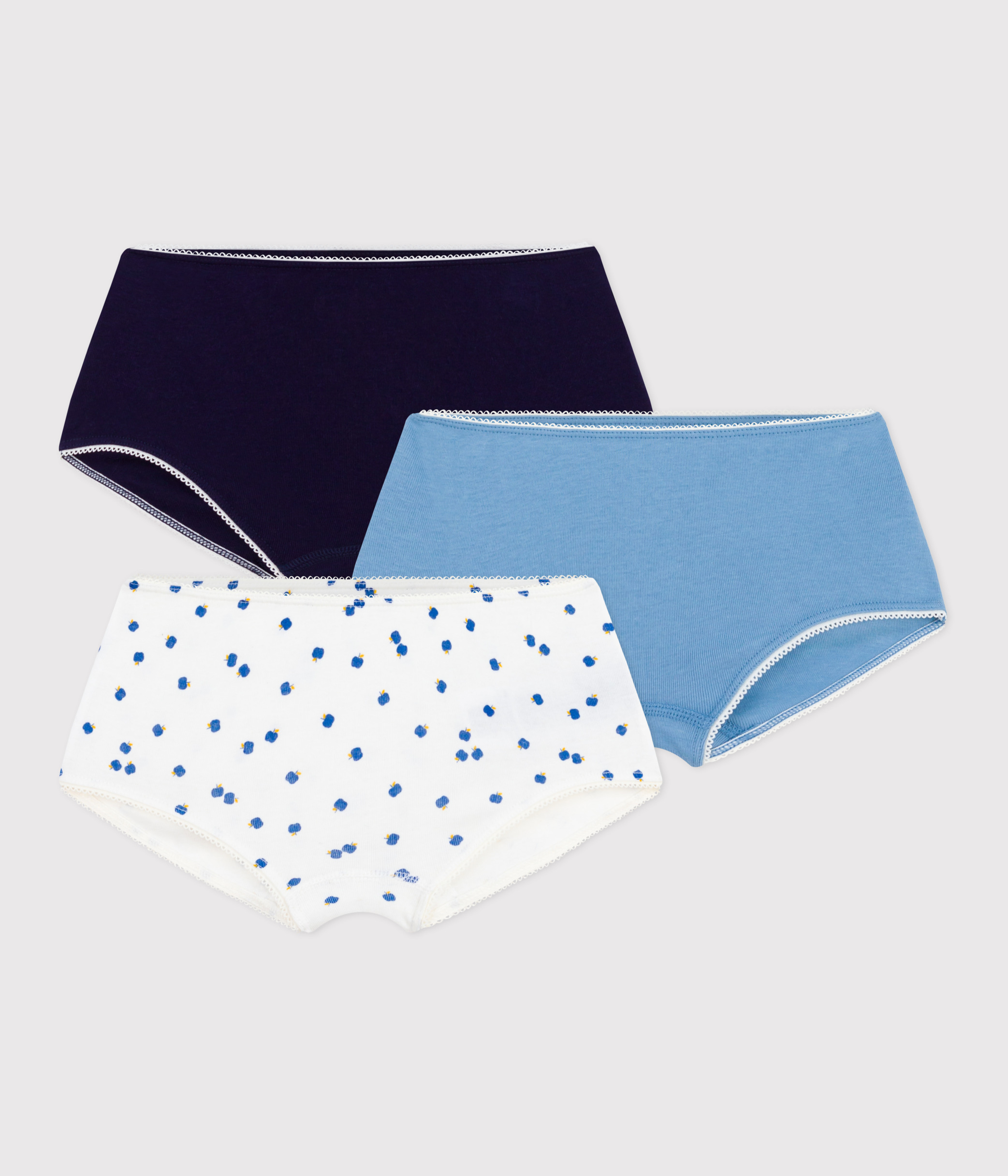 Pack of apple-print cotton shorties for children
