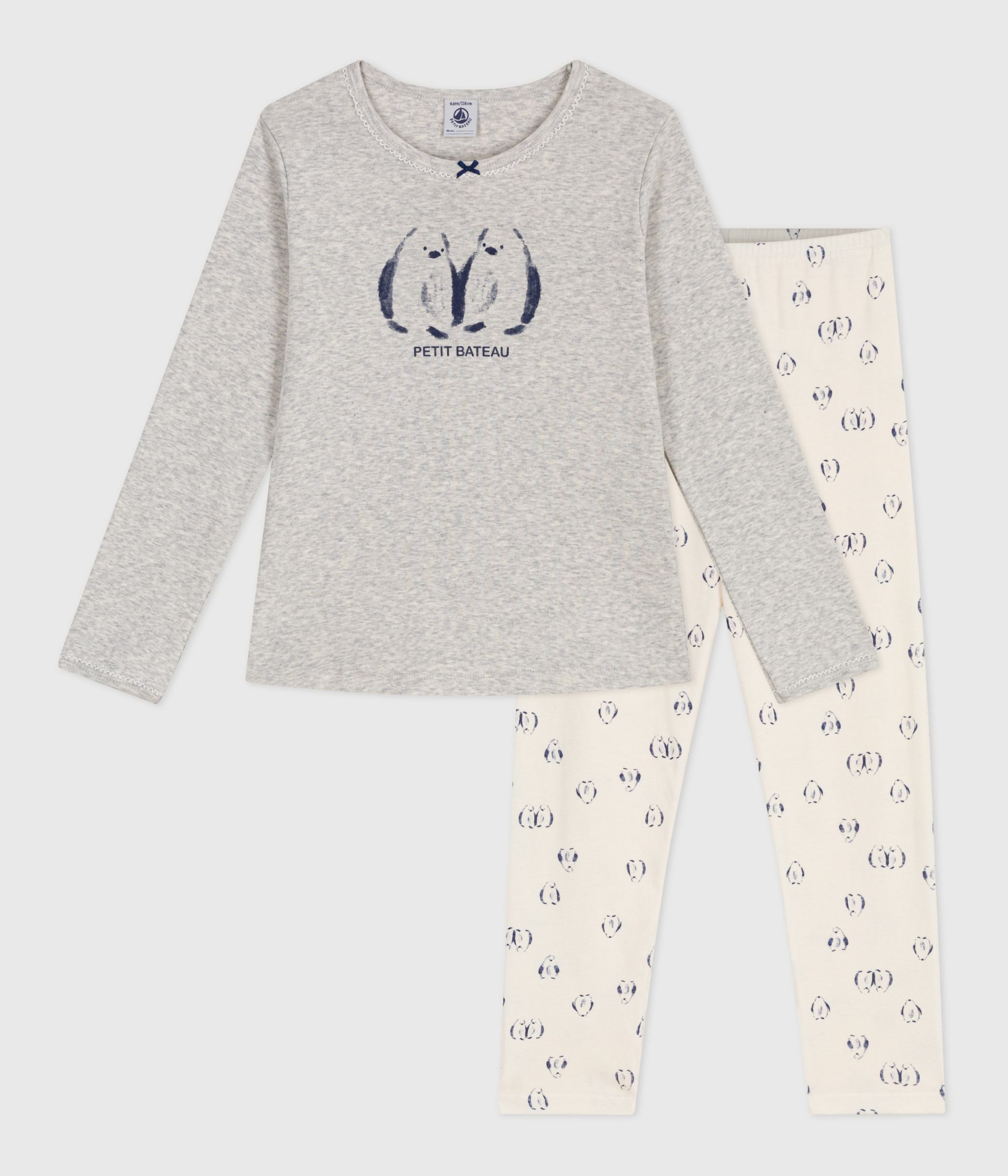 Children's penguin print cotton pyjamas