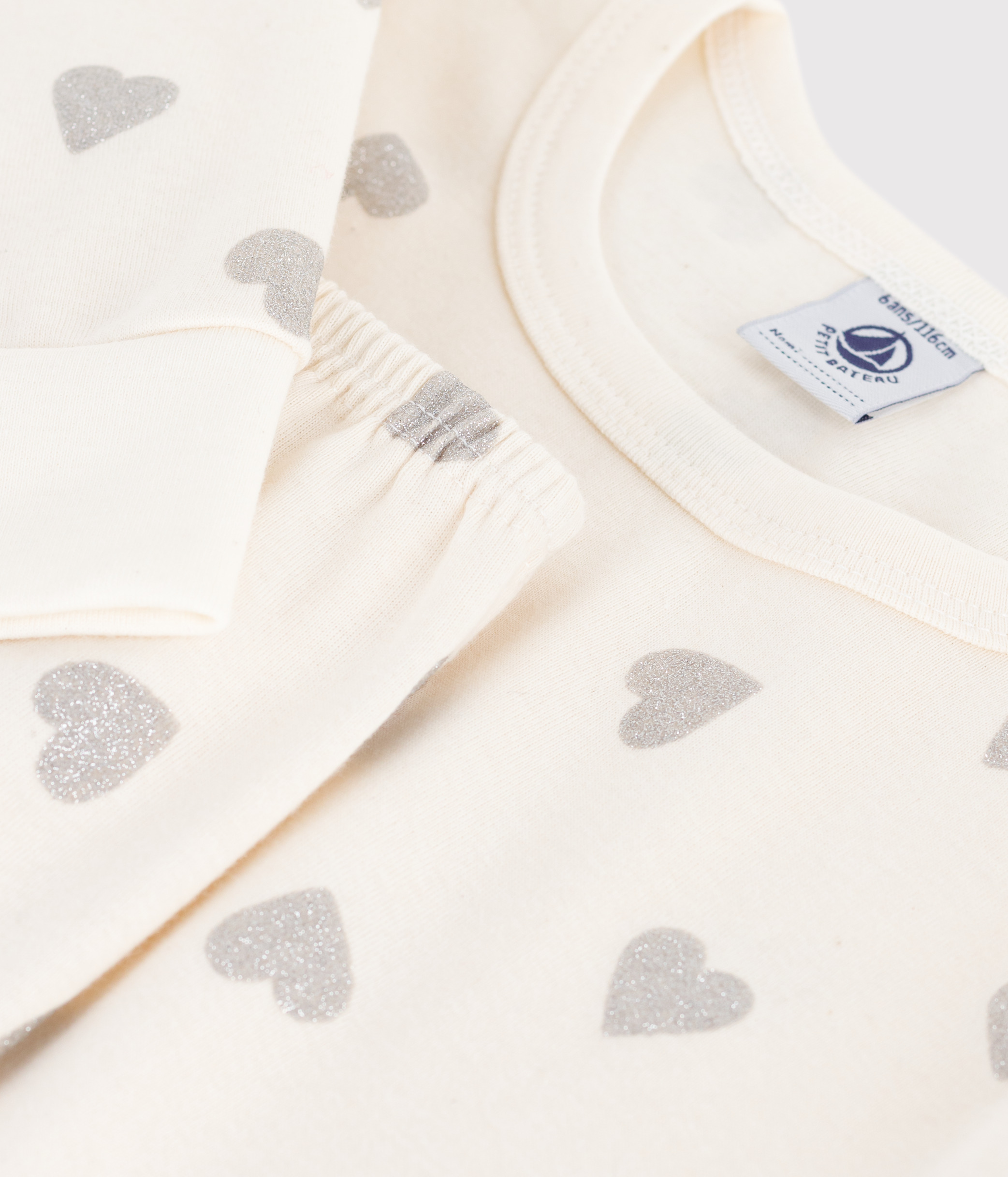Children's silvery heart print cotton pyjamas