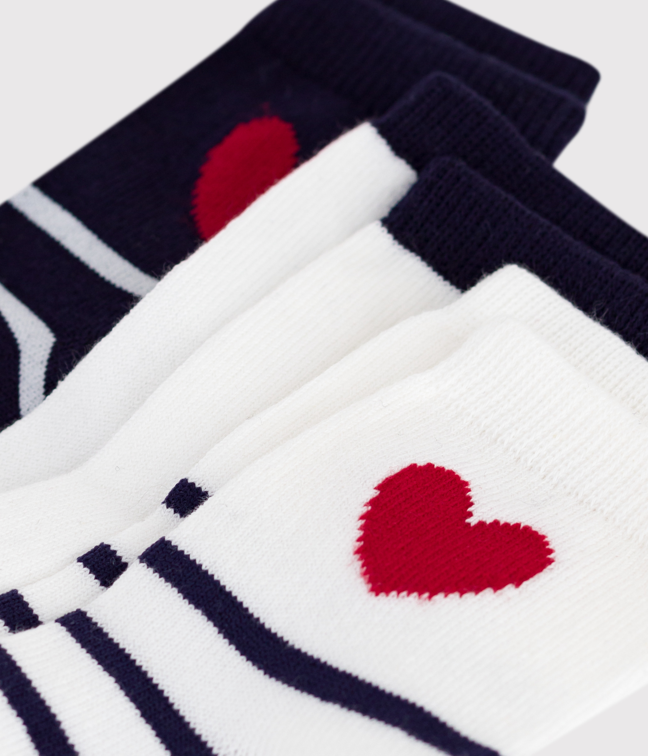 Babies' cotton socks with stripes and hearts - 3-Pack