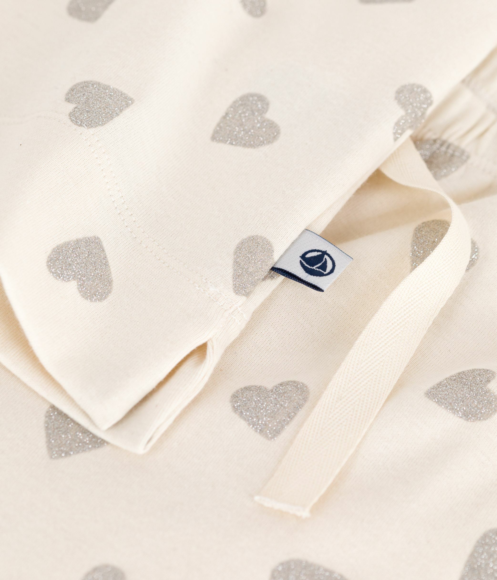 Women's cotton pyjamas with heart print, short sleeves and wide legs