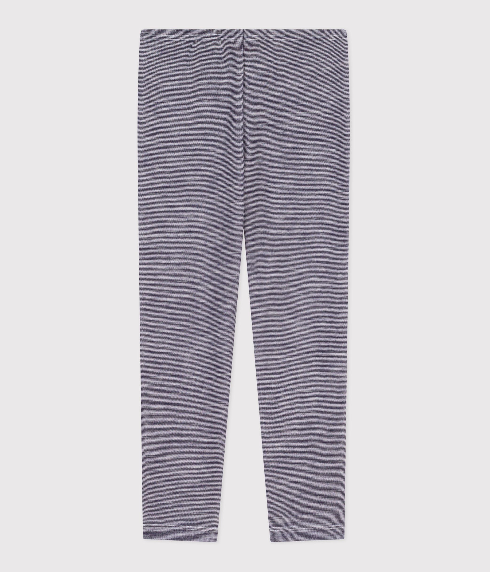 Children's stripy leggings in wool and cotton