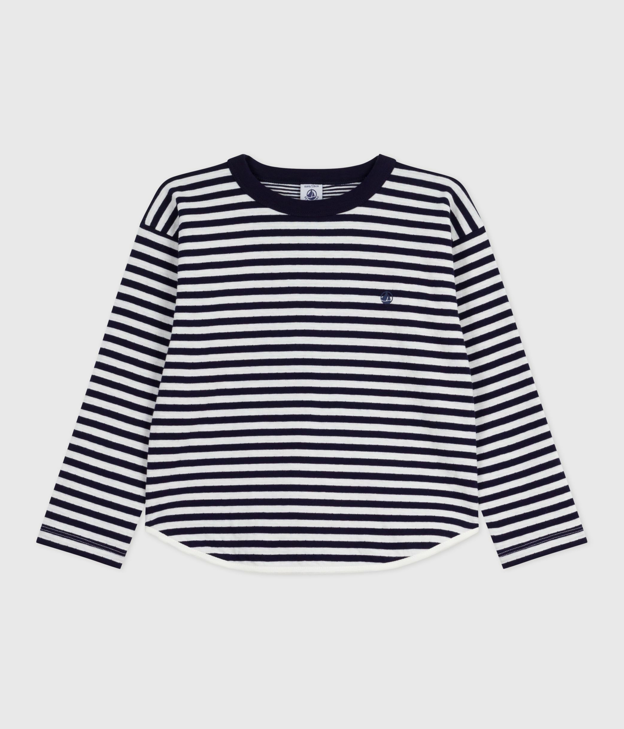 Children's long-sleeved stripy cotton T-shirt