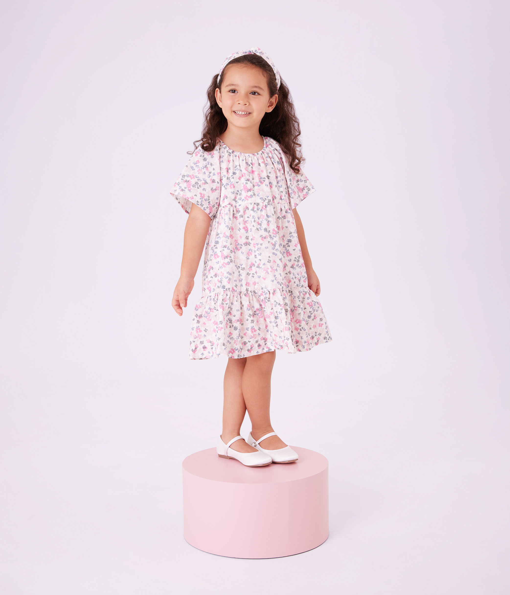 Children's hairband in floral-print poplin