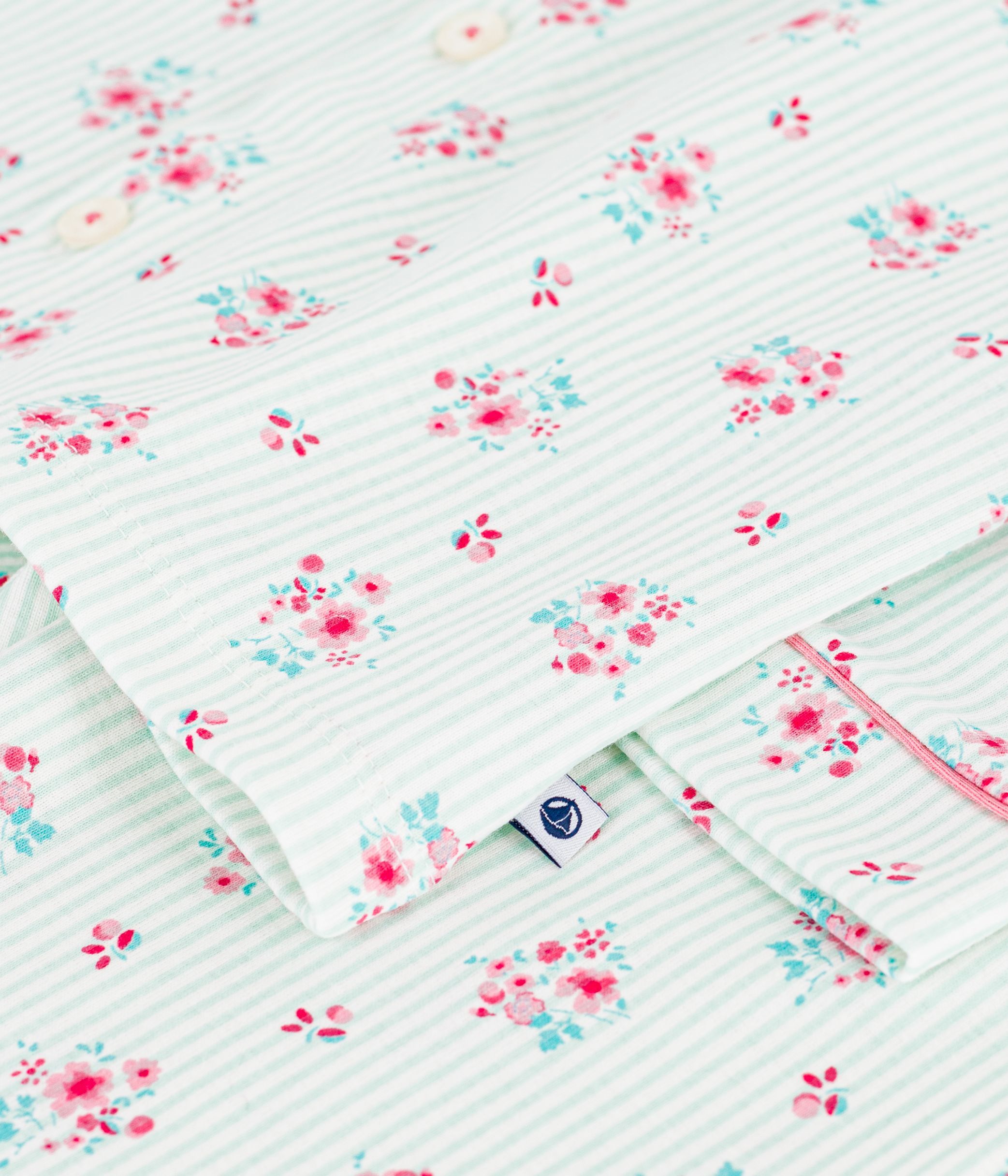 Children's buttoned printed cotton pyjamas