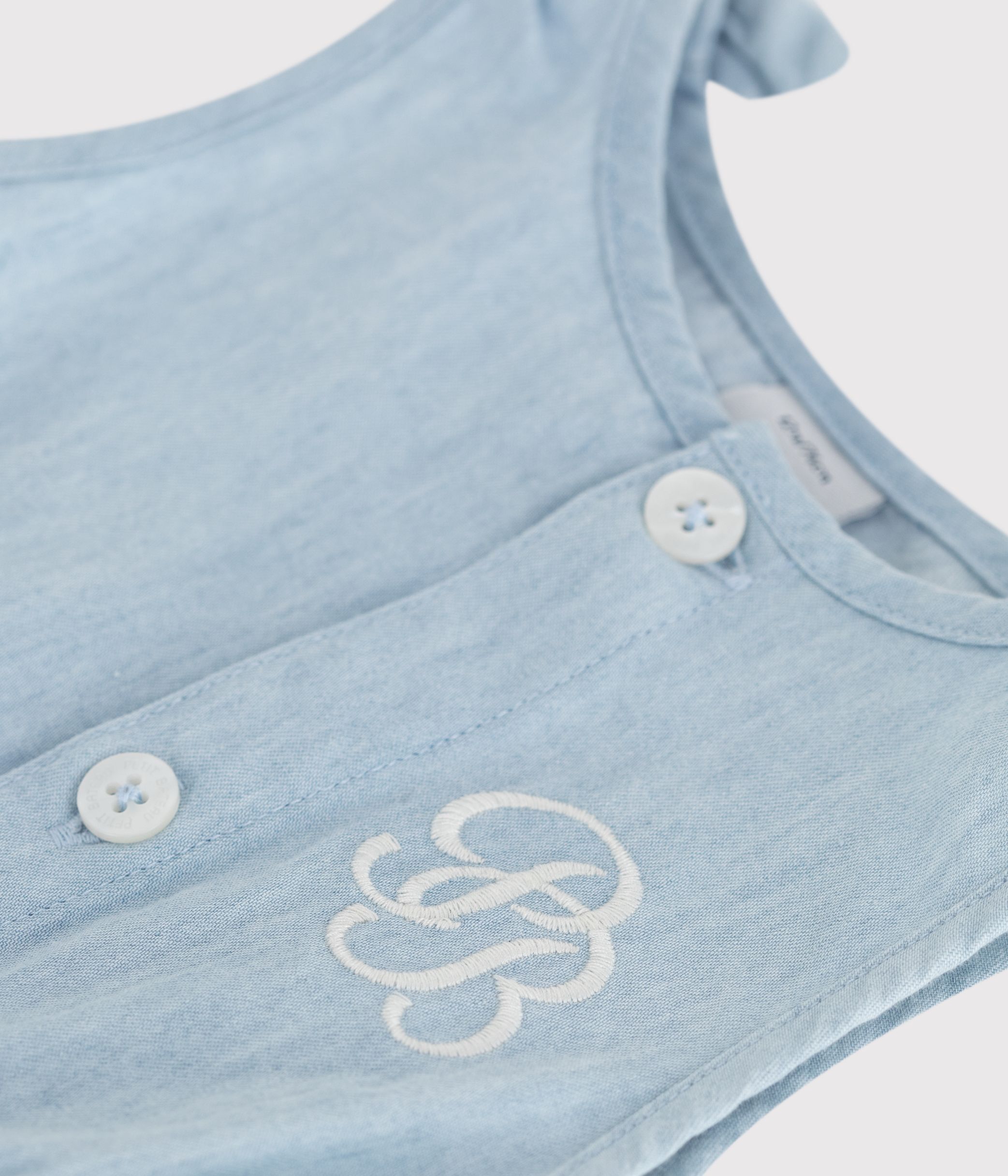 Babies' short chambray jumpsuit