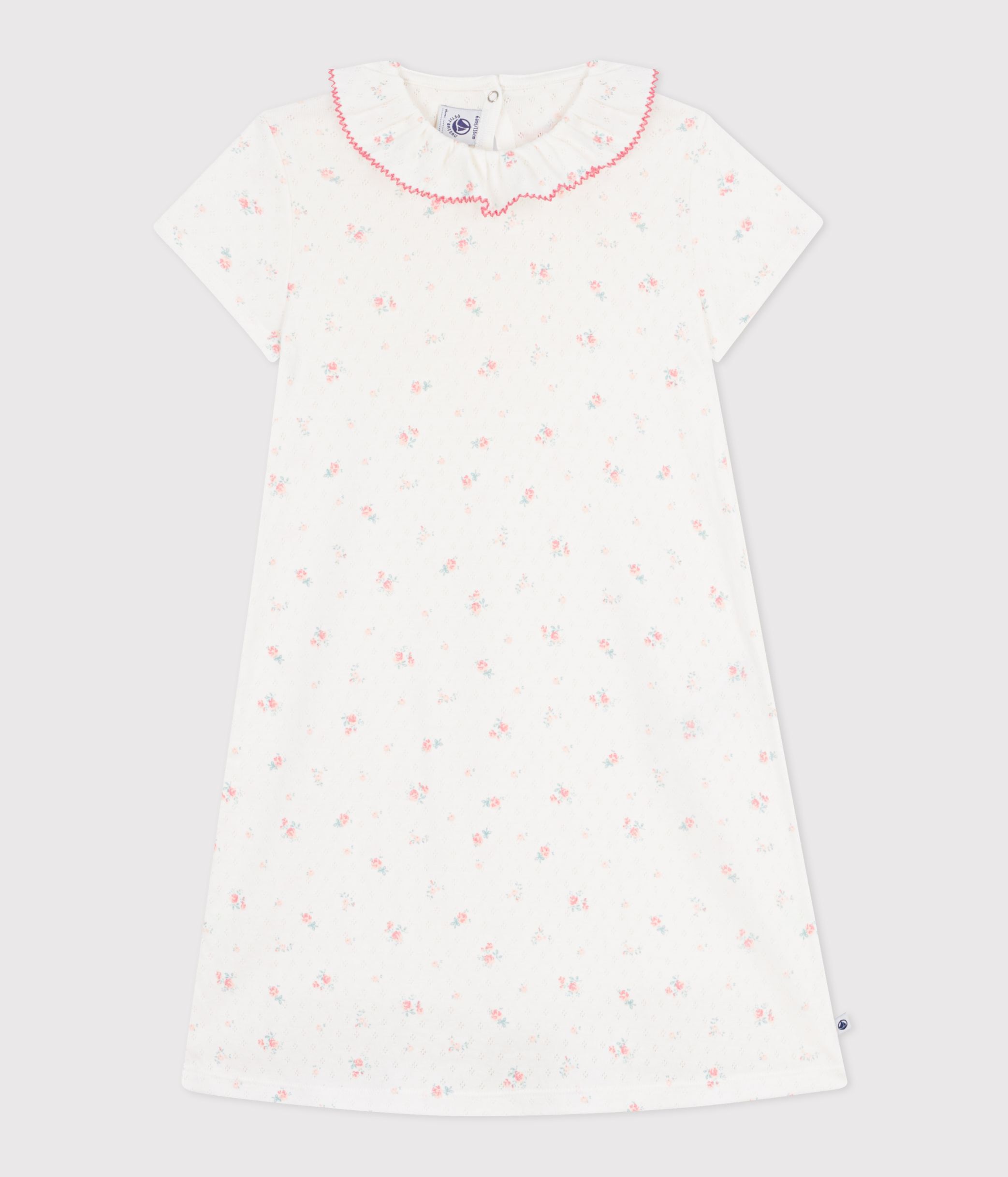 Children's floral print openwork cotton nightdress