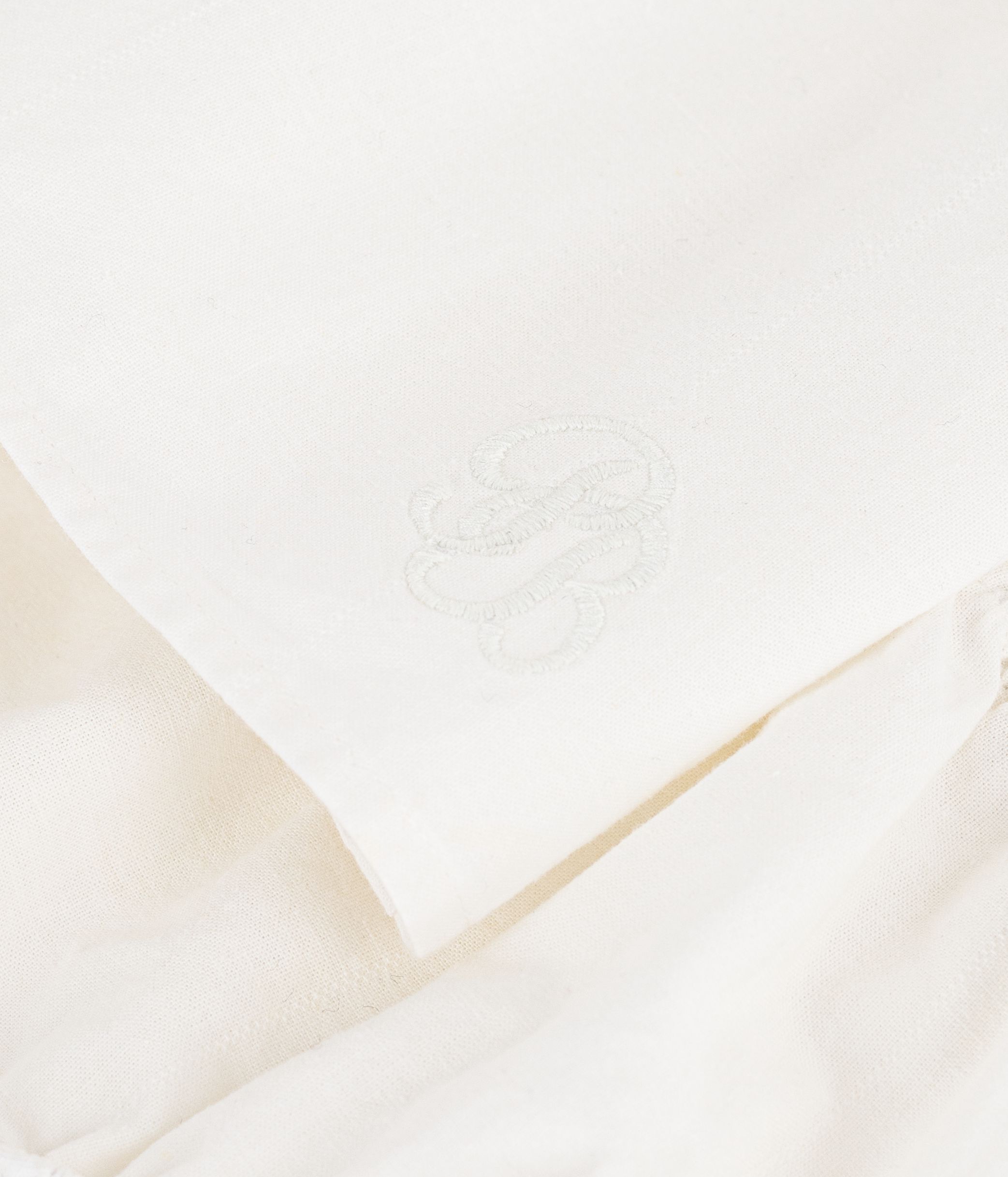 Cotton/linen baby dress with  matching bloomers, with embroidered detail