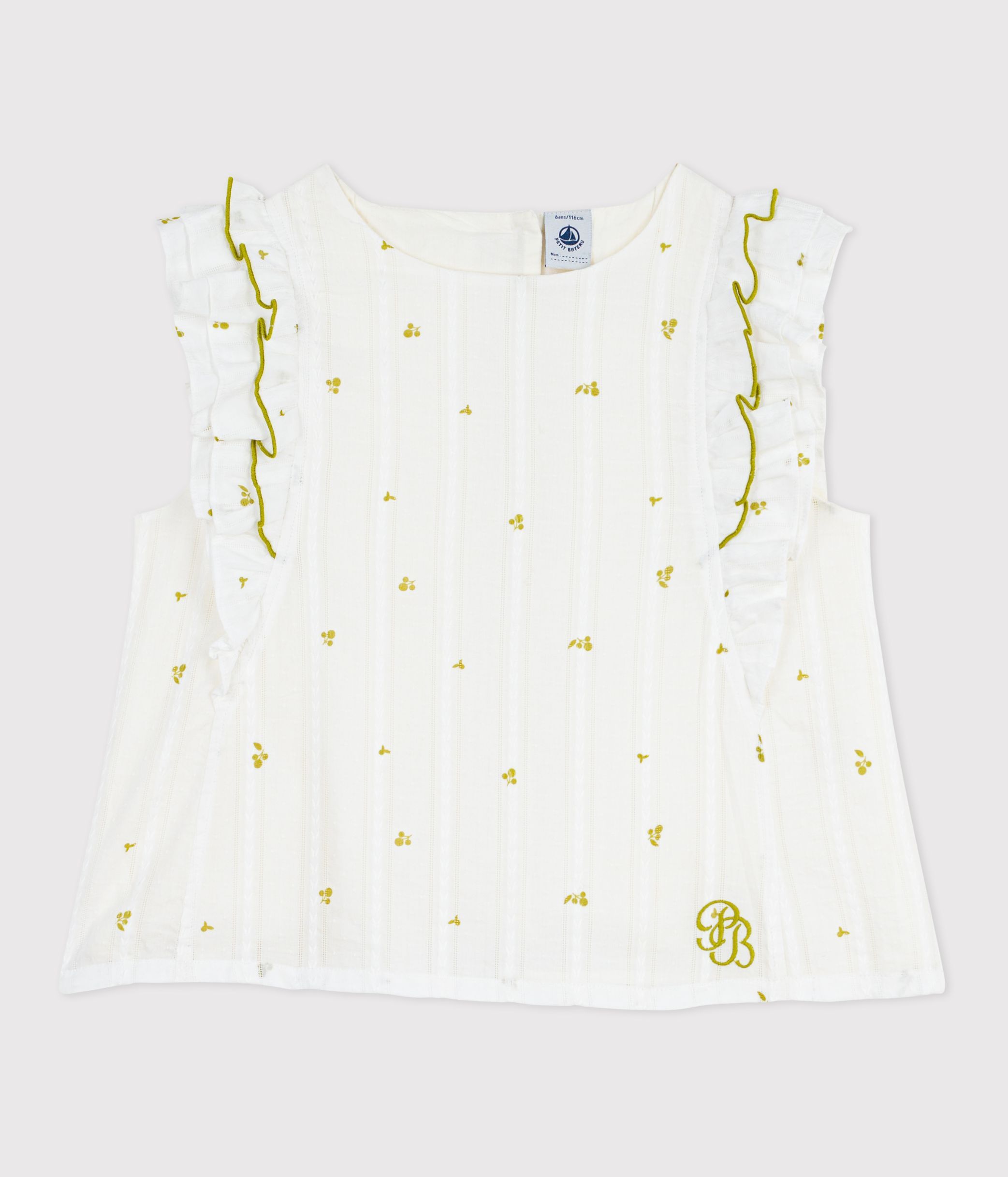 Children's sleeveless floral print cotton blouse