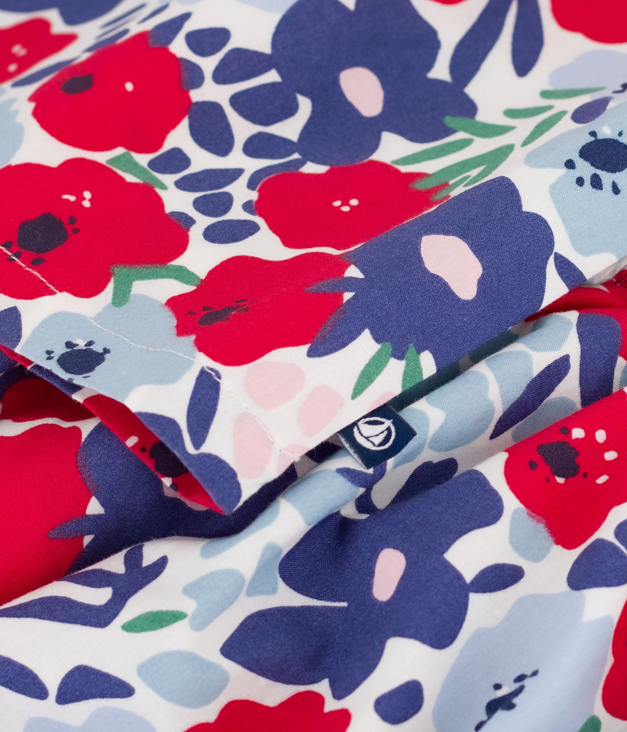 Babies' short-sleeved cotton dress and matching bloomers printed with hearts