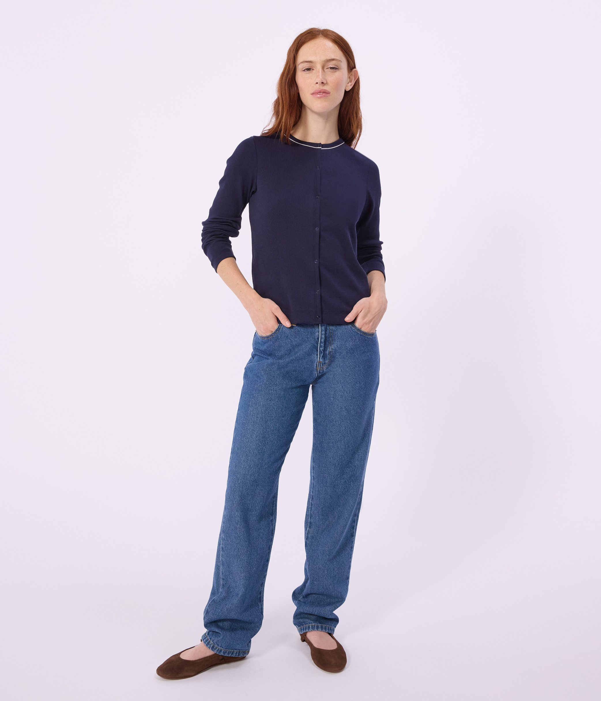 Women's plain cotton cardigan