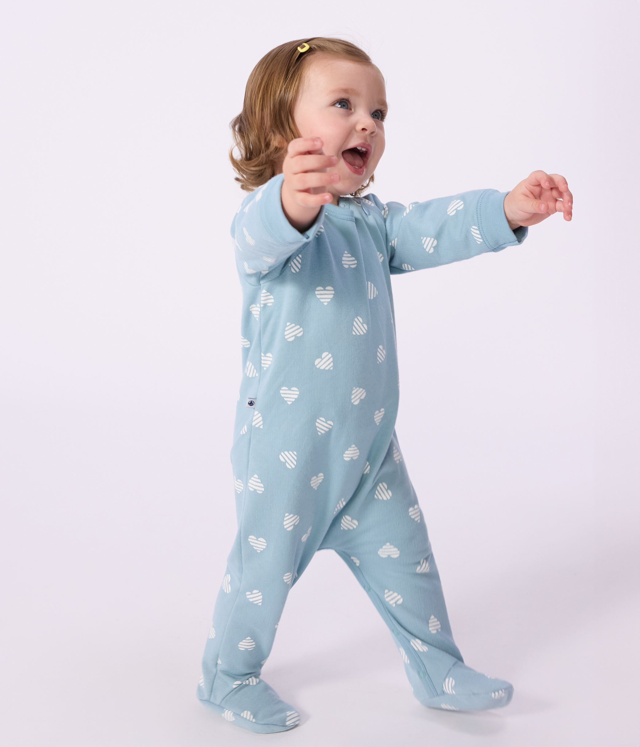 Babies' brushed fleece heart print pyjama suit