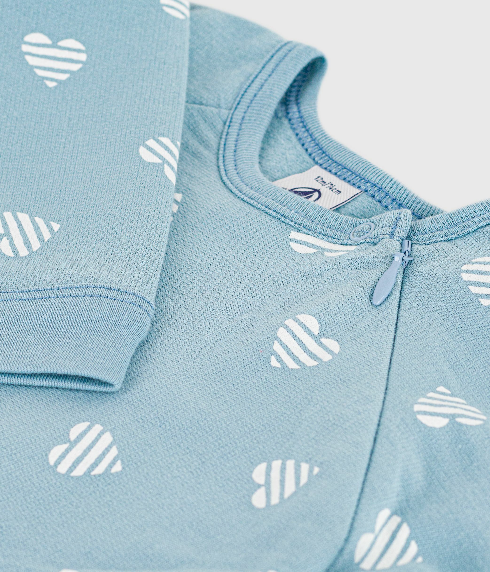 Babies' brushed fleece heart print pyjama suit