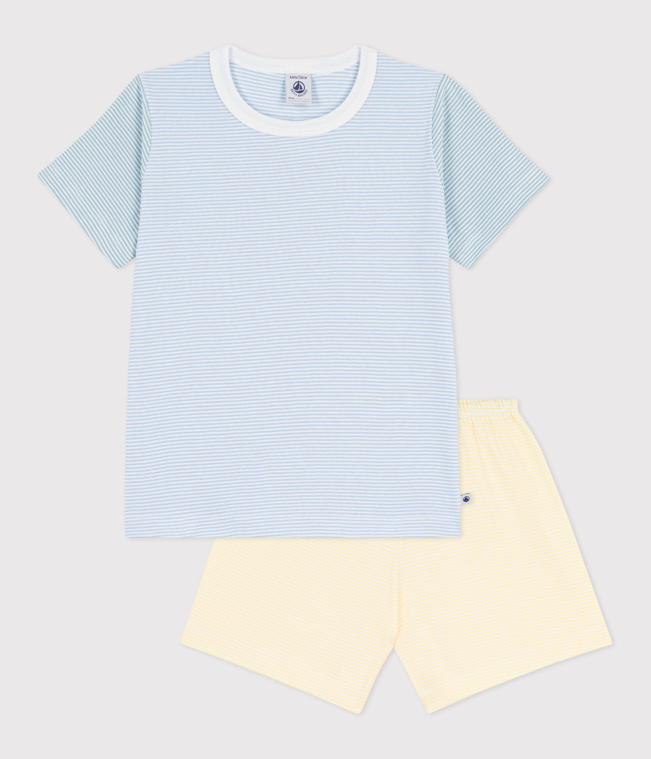 Children's short stripy cotton pyjamas