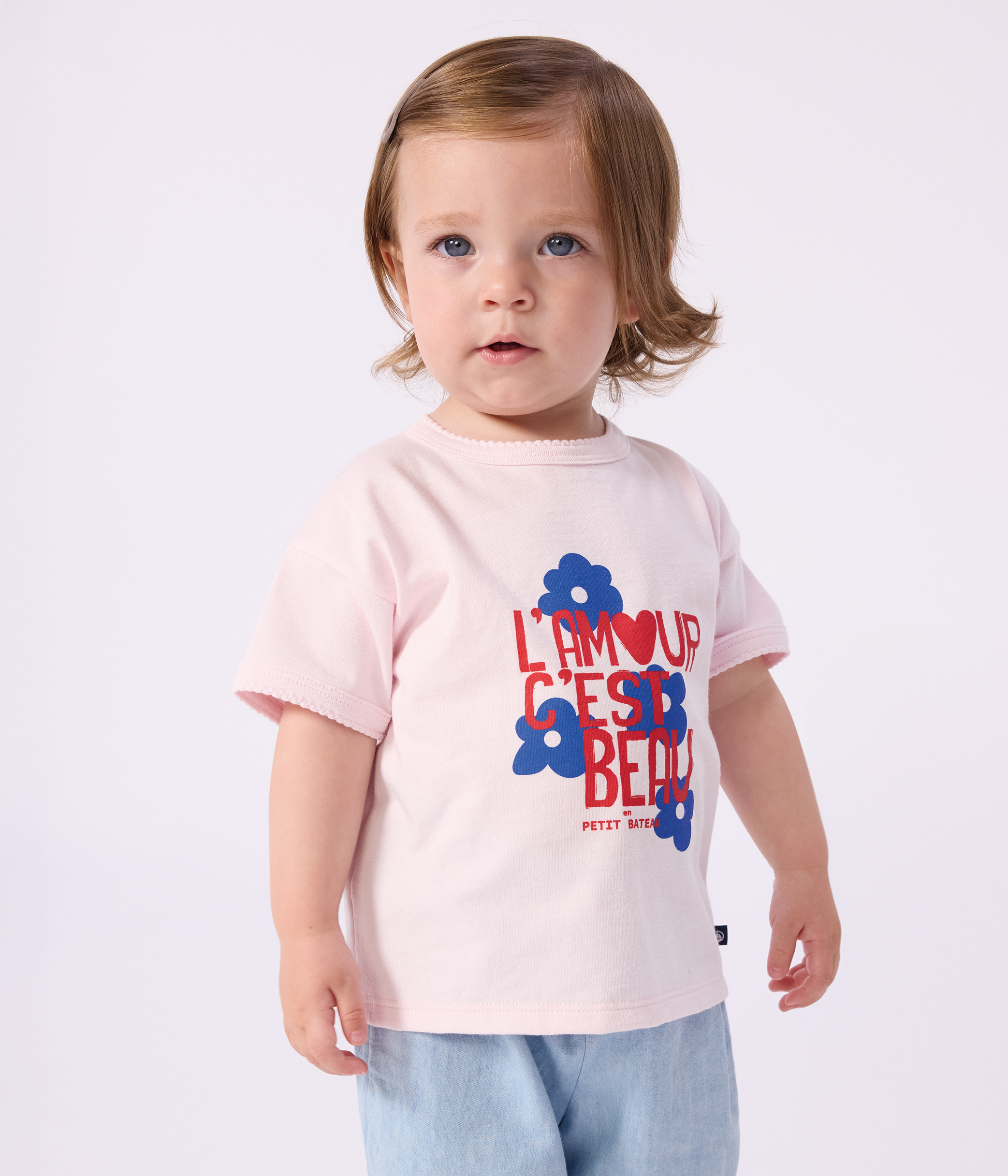 Babies' short-sleeved patterned cotton T-shirt
