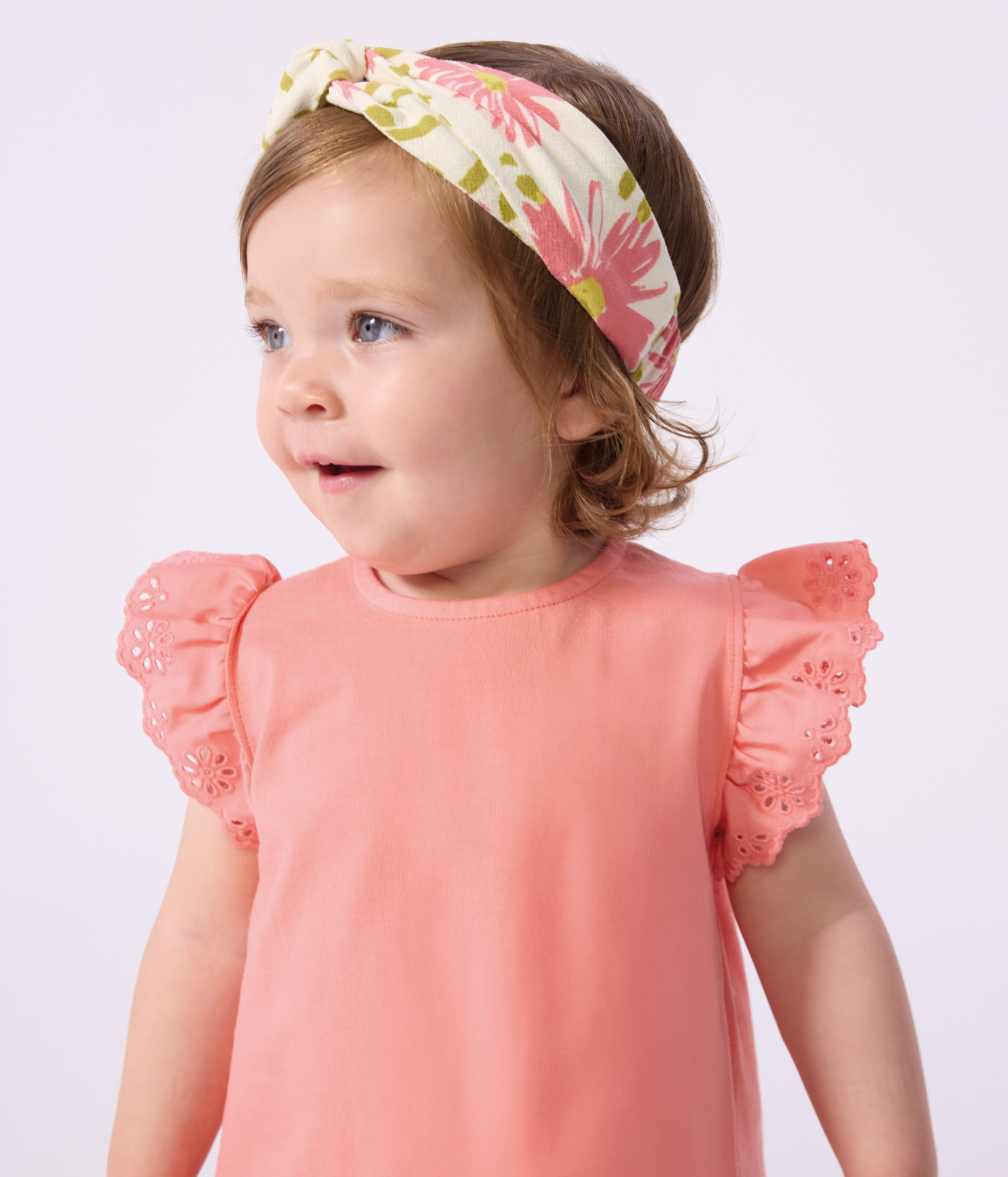 Babies' short-sleeved plain cotton T-shirt