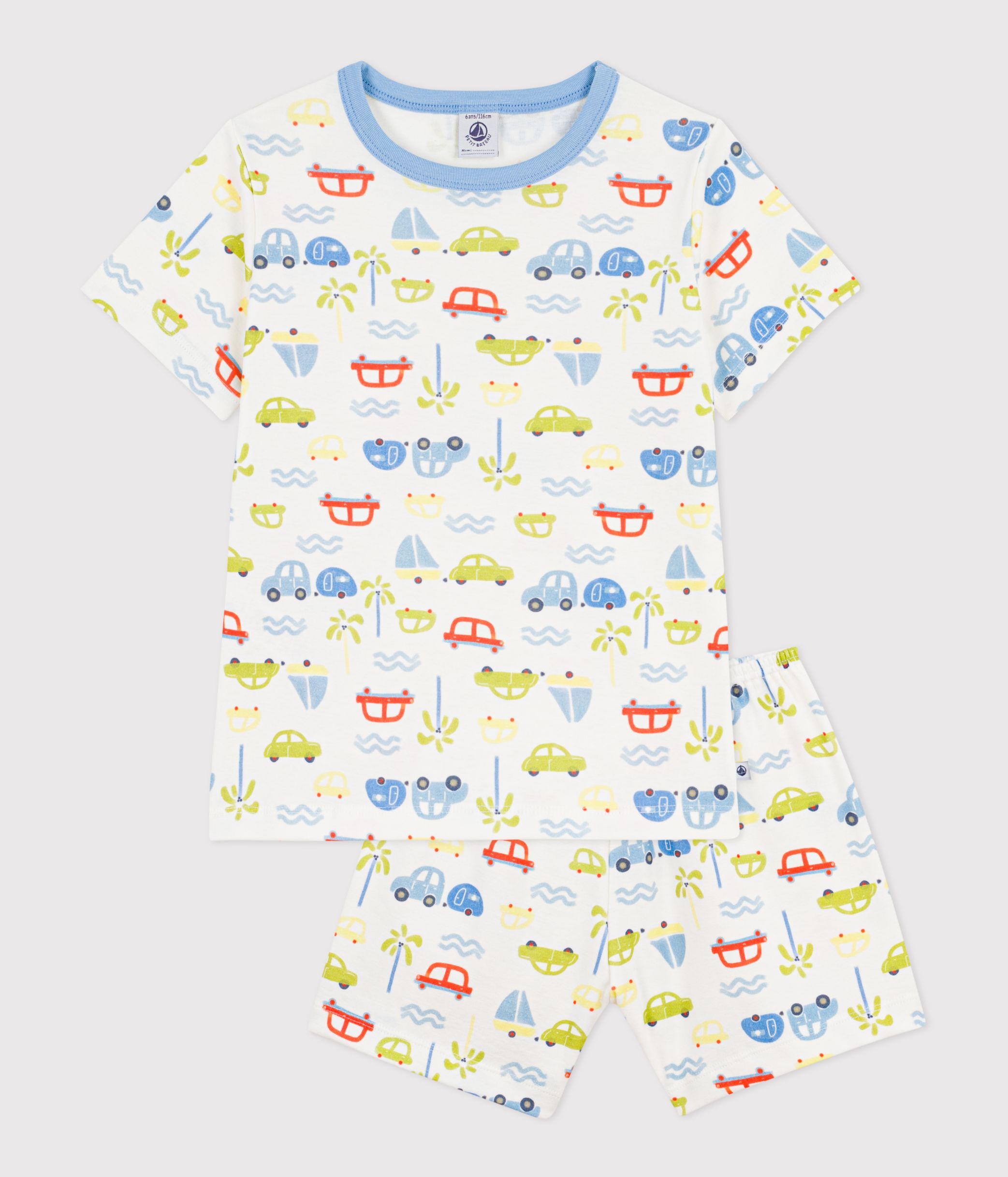 Children's short car print cotton pyjamas