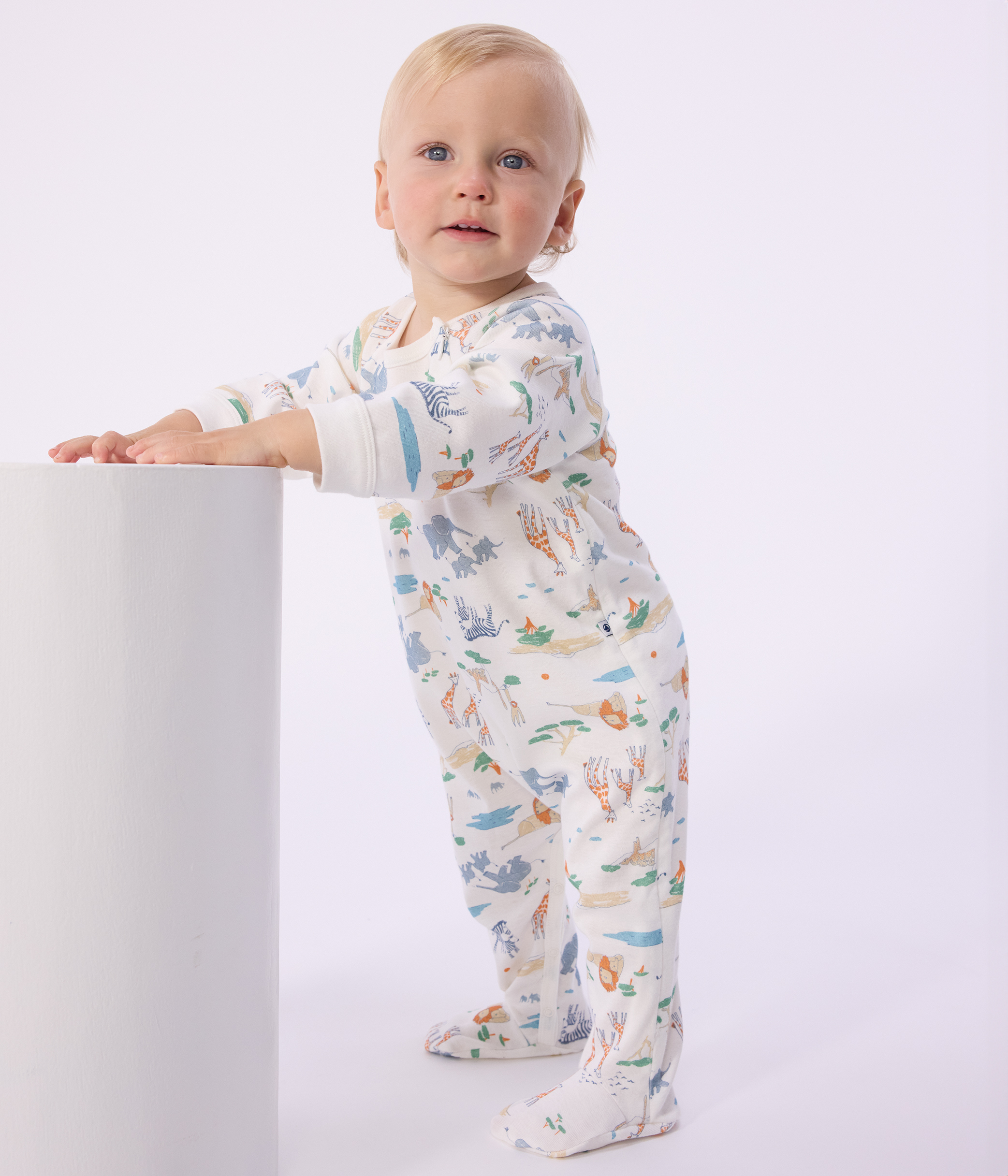 Babies' savannah print cotton pyjama suit with a zip