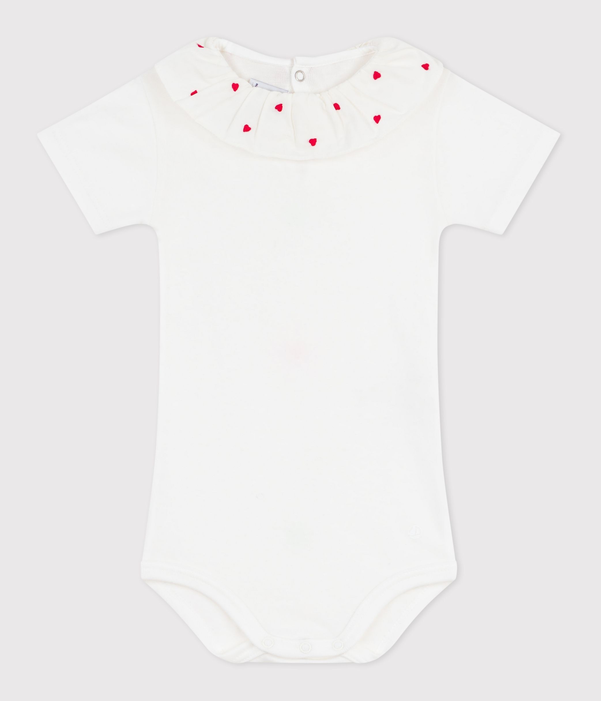 Babies' plain cotton body with an embroidered collar