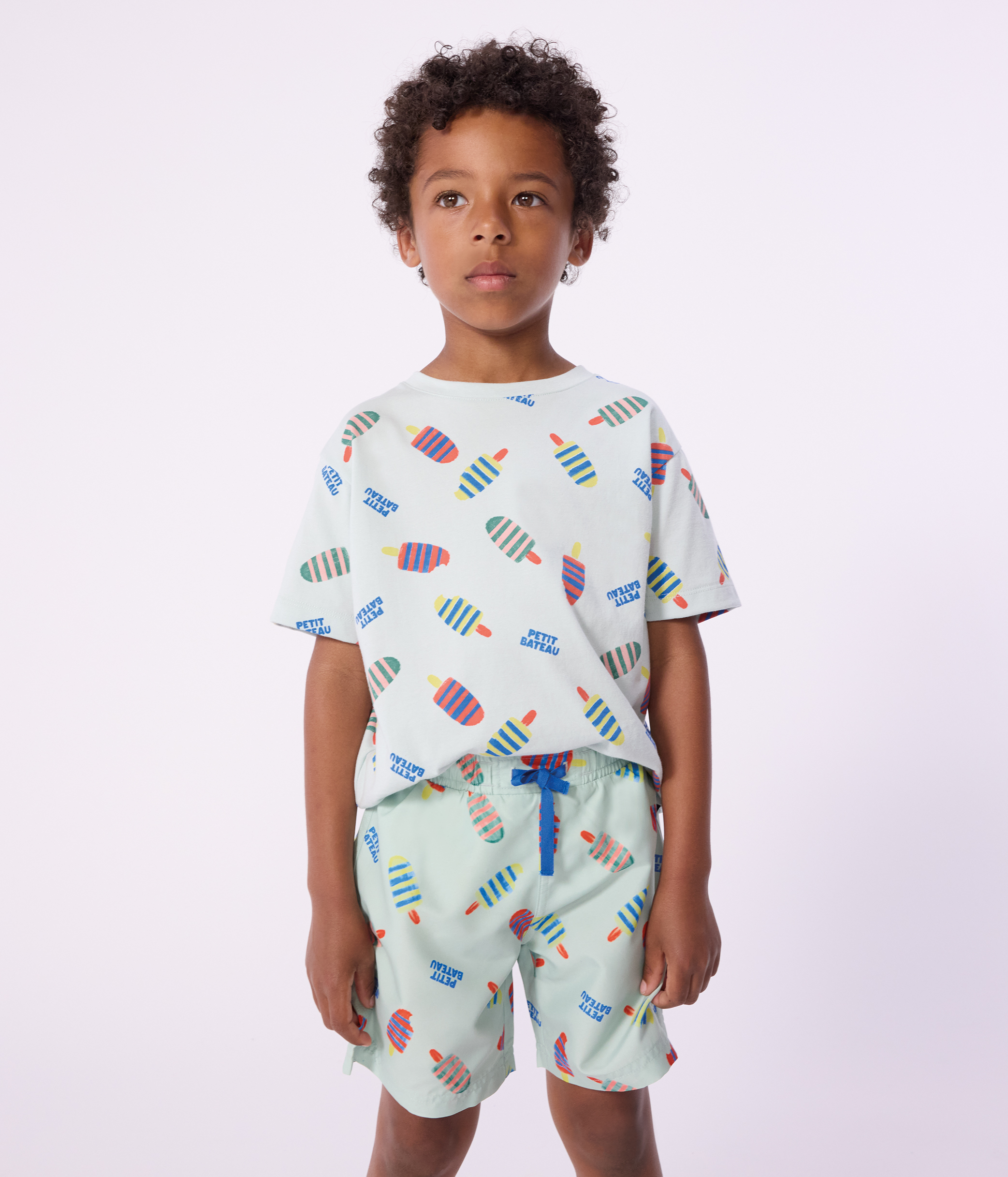 Children's short-sleeved seagull print cotton T-shirt