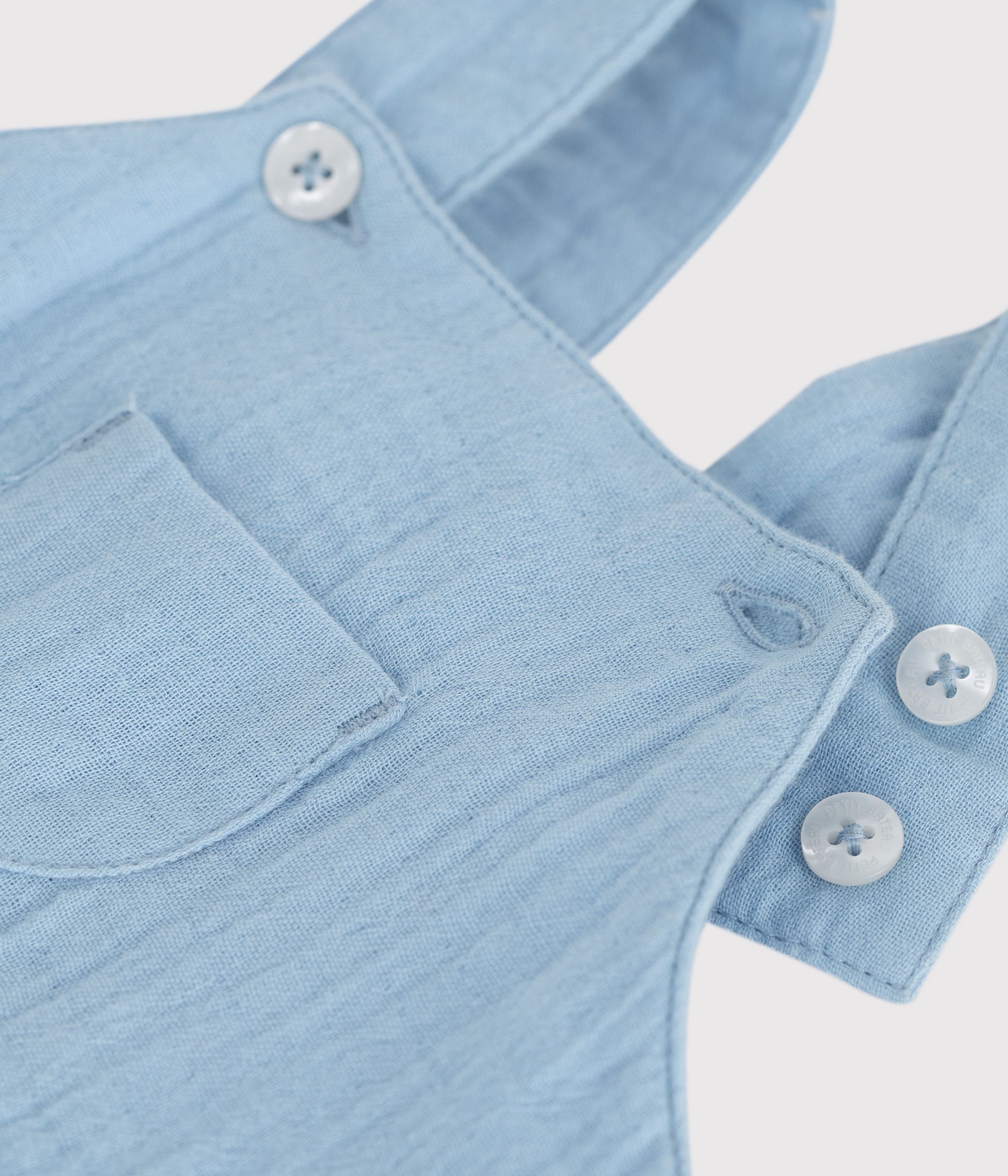 Babies' plain cotton gauze short dungarees